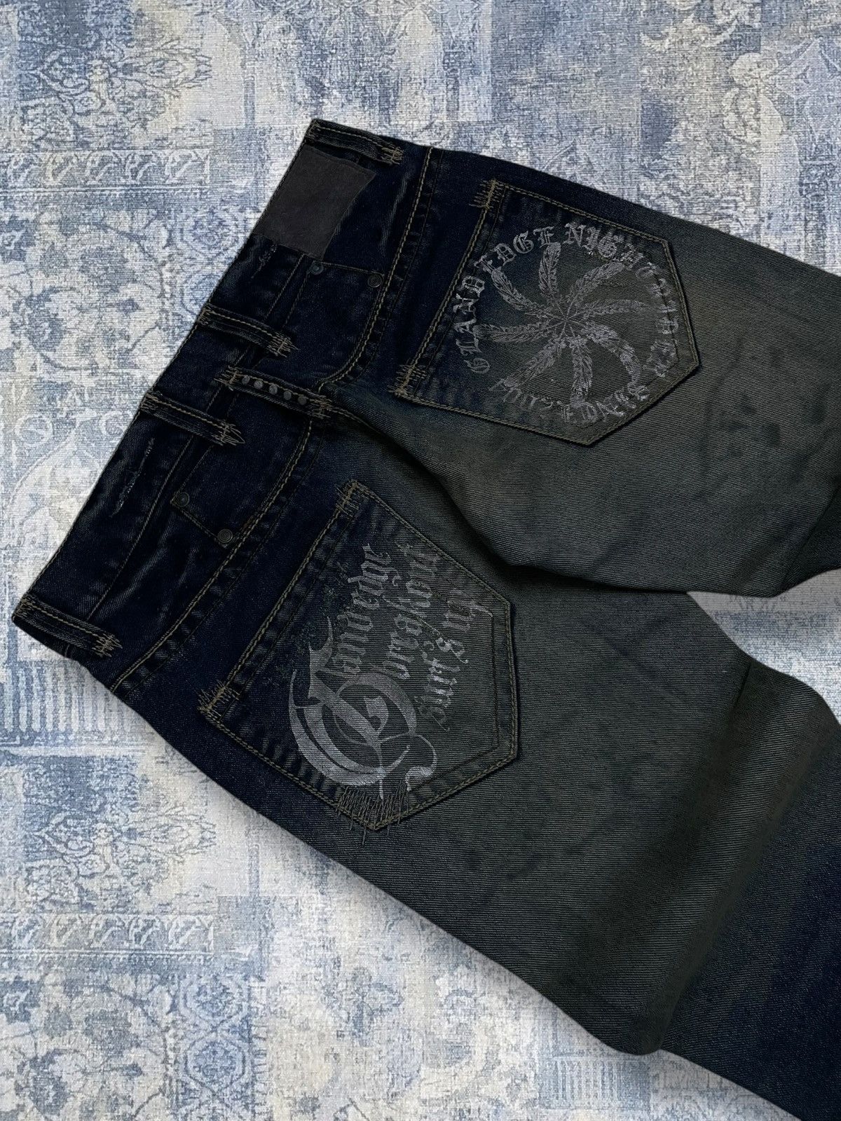 Tornado Mart Vintage 1990s Japan Designer Land Edge Distressed Denim Size US 32 / EU 48 - 14 Thumbnail