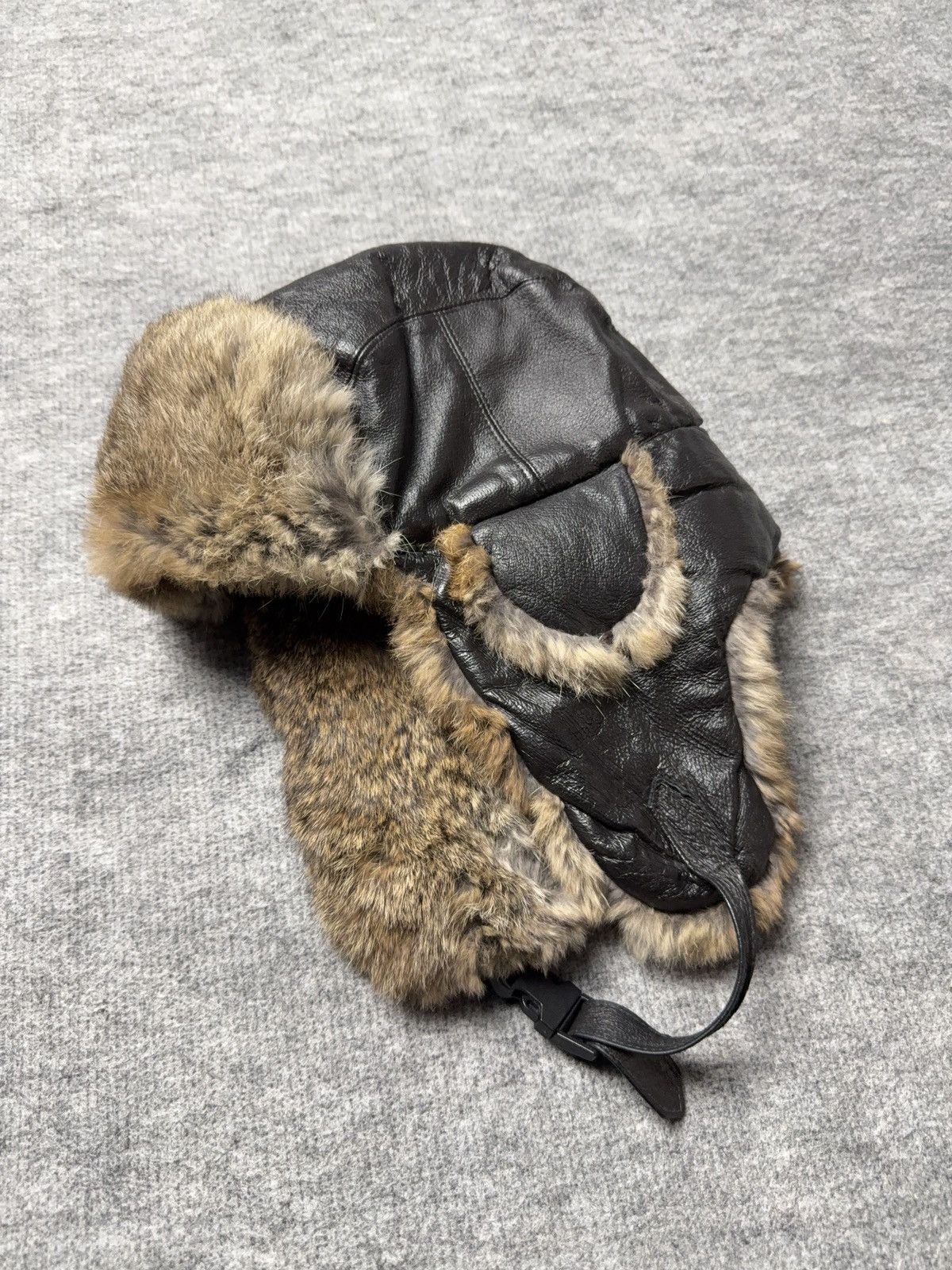 Japanese Brand 90s Vintage Aviator Leather Trapper Hat Real Fur Ushanka S Size ONE SIZE - 1 Thumbnail