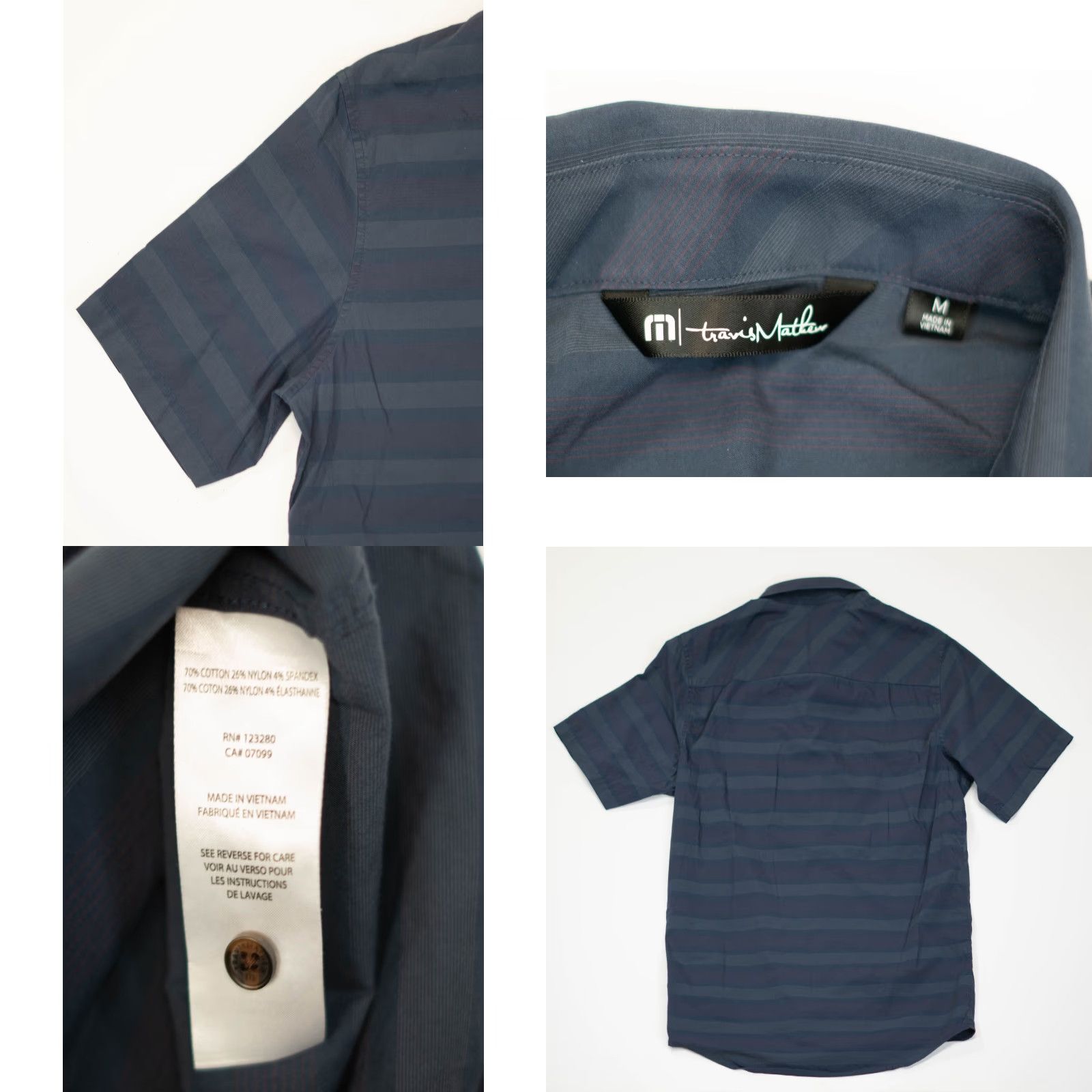 TravisMathew Travis Mathew Shirt Mens M Performance Golf Button Up Polo Stripe Short Sleeve Blue Size US M / EU 48-50 / 2 - 8 Thumbnail