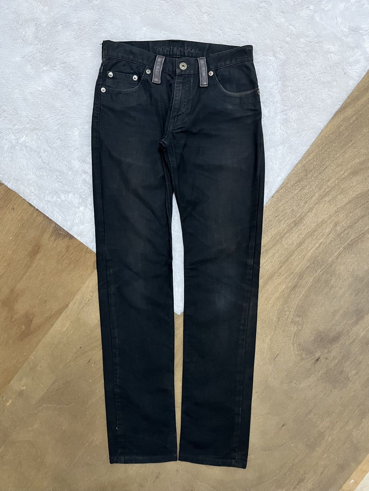 Other Twenty Works Black Leather Pocket Jeans Y2K Japan Size US 30 / EU 46 - 1 Thumbnail
