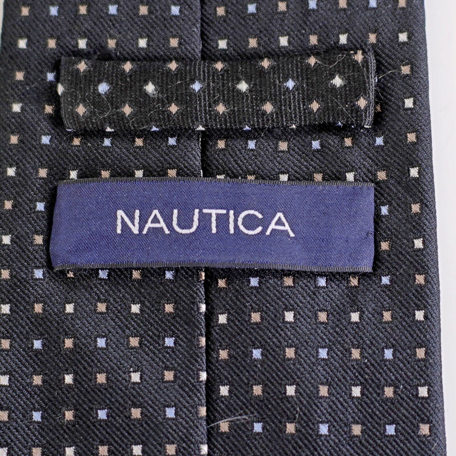 Nautica Nautica Black W/ Blue White Brown Geometric Woven Silk Tie Size ONE SIZE - 3 Thumbnail