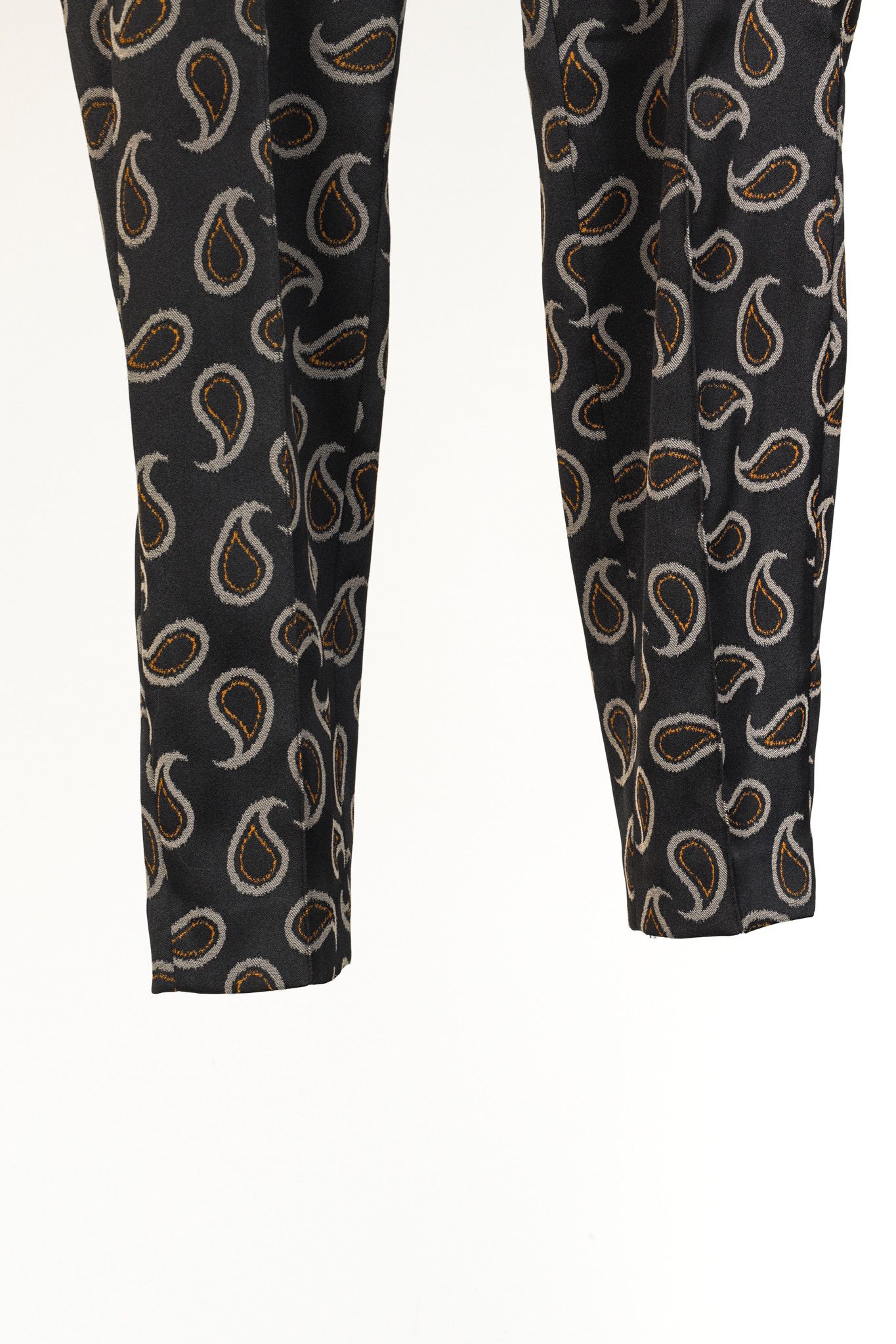 Luisa Cerano Luisa Cerano Black Paisley Satin-Jacquard Pants Size 33" - 6 Thumbnail