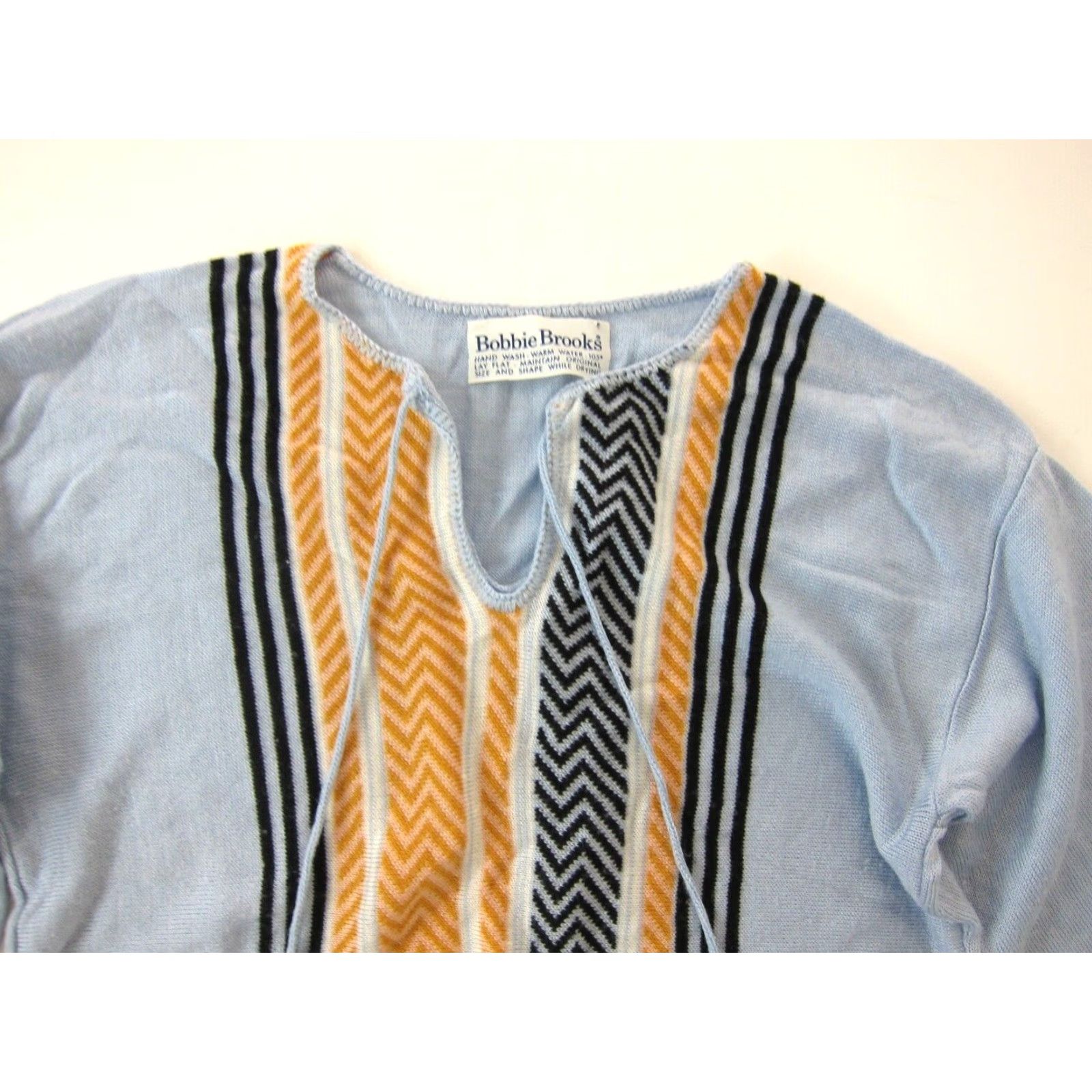 Vintage VINTAGE Bobbie Brooks Knit Blue Stripe Long Flare Sleeve Pullover Sweater M Bohemian Womens Size M / US 6-8 / IT 42-44 - 3 Thumbnail