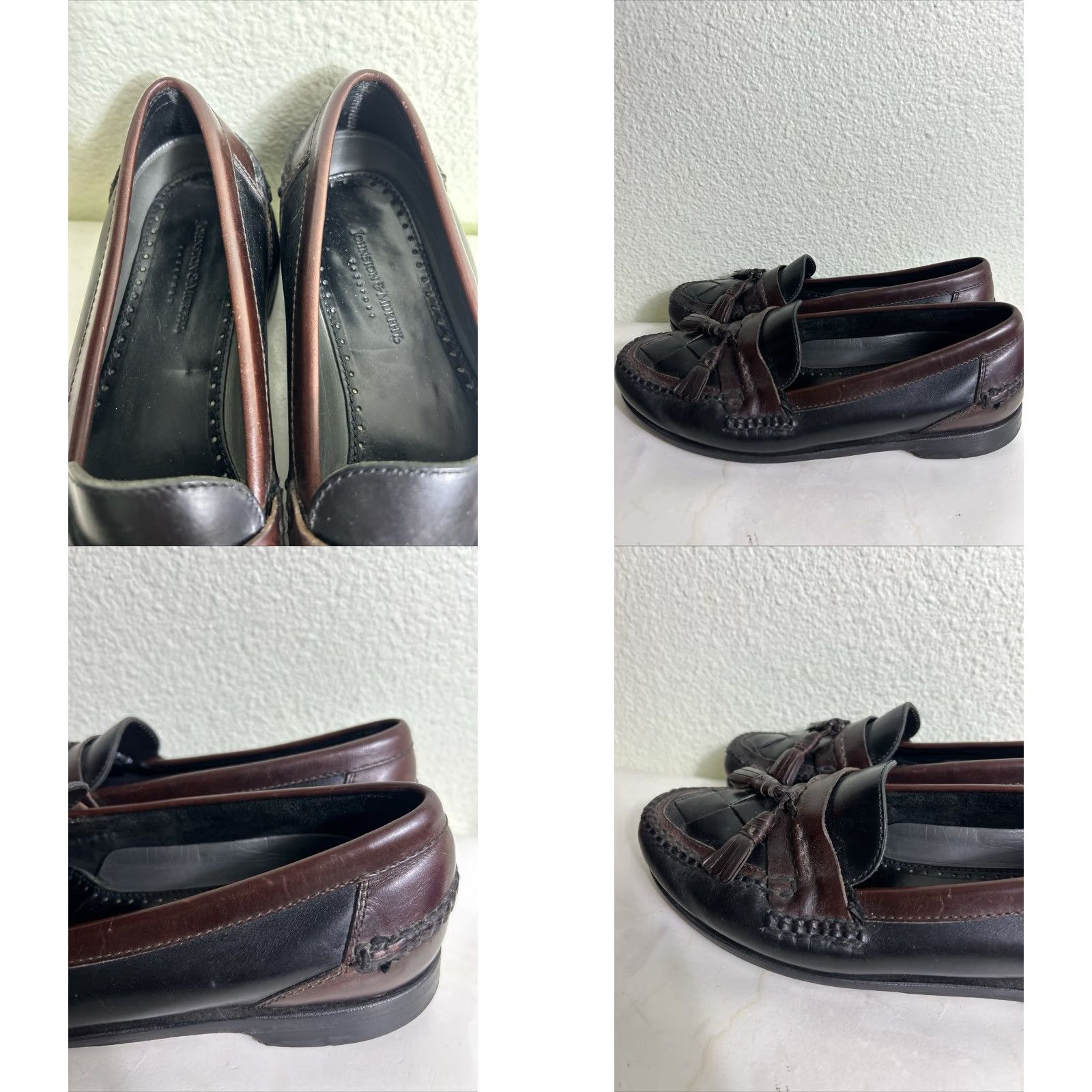Johnston & Murphy Johnston & Murphy Woven Leather Tassel Loafer Mens 9.5 Black Brown Dress Slip On Classic Leather Upper Cushioned Insole Medium Width Mens Shoes Size US 10 / EU 43 - 8 Thumbnail