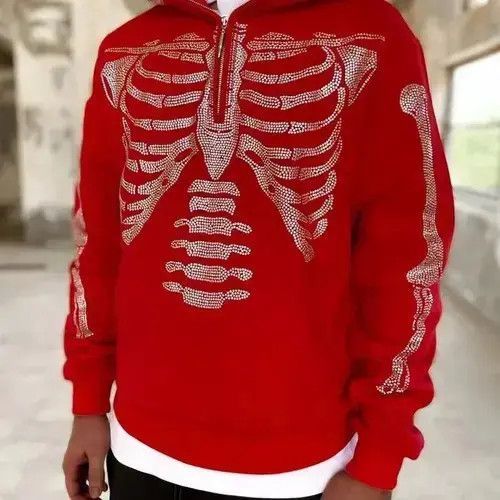 Hypebeast × Other Hoodie Long Sleeve Rhinestone Skeleton zip up hoodie Size US L / EU 52-54 / 3 - 3 Thumbnail