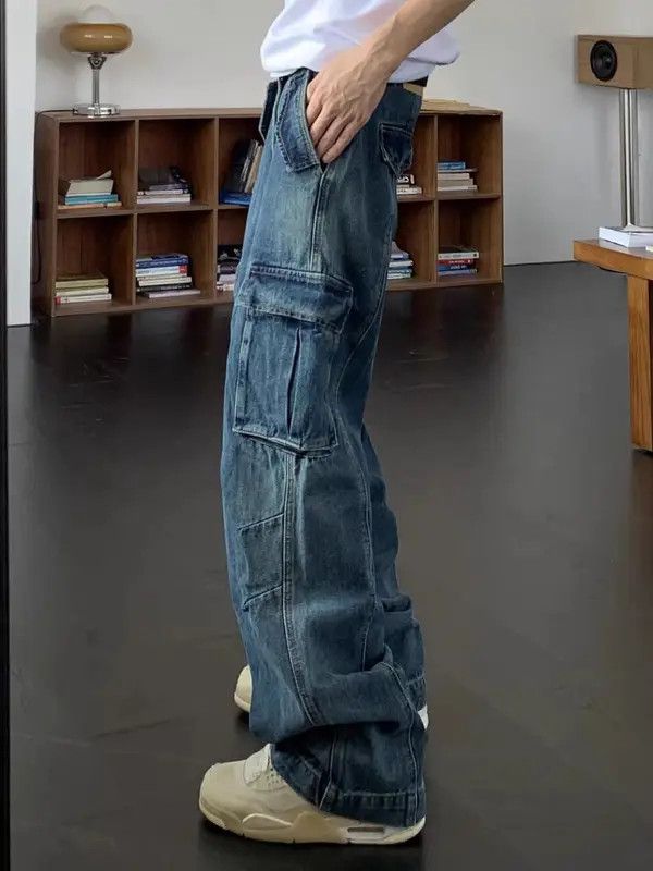 Japanese Brand VIBE Vintage multi-pocket washed heavy workwear baggy jeans Size US 34 / EU 50 - 6 Thumbnail