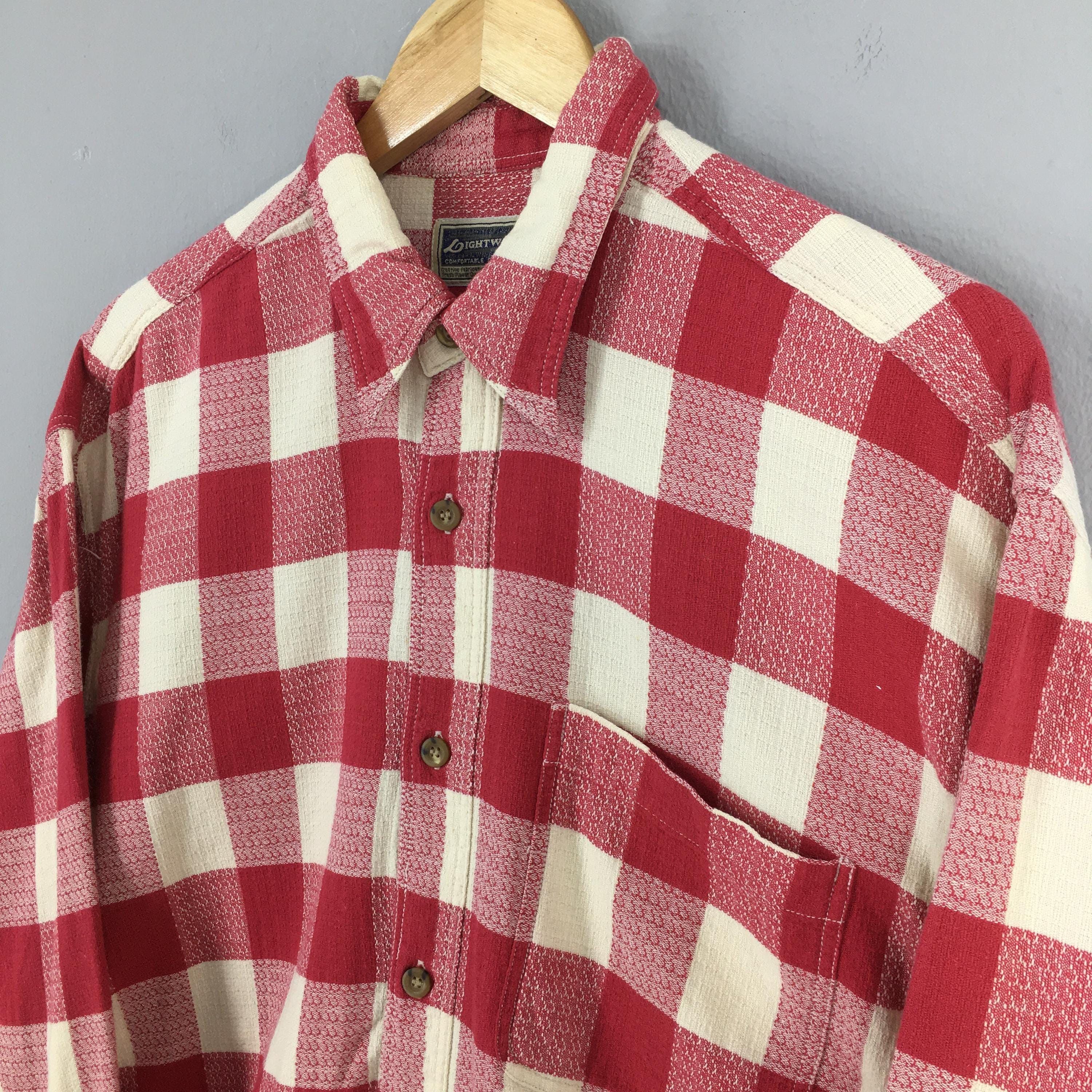Flannel × Vintage Vintage 80s Tartan Checkered Red Western Shirt Large Size US L / EU 52-54 / 3 - 3 Thumbnail