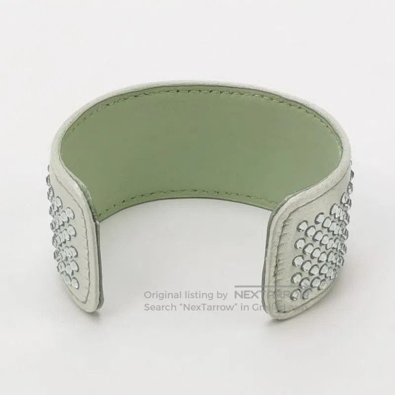Prada Prada Crystal Embellished Leather Cuff Bracelet. Size ONE SIZE - 2 Thumbnail