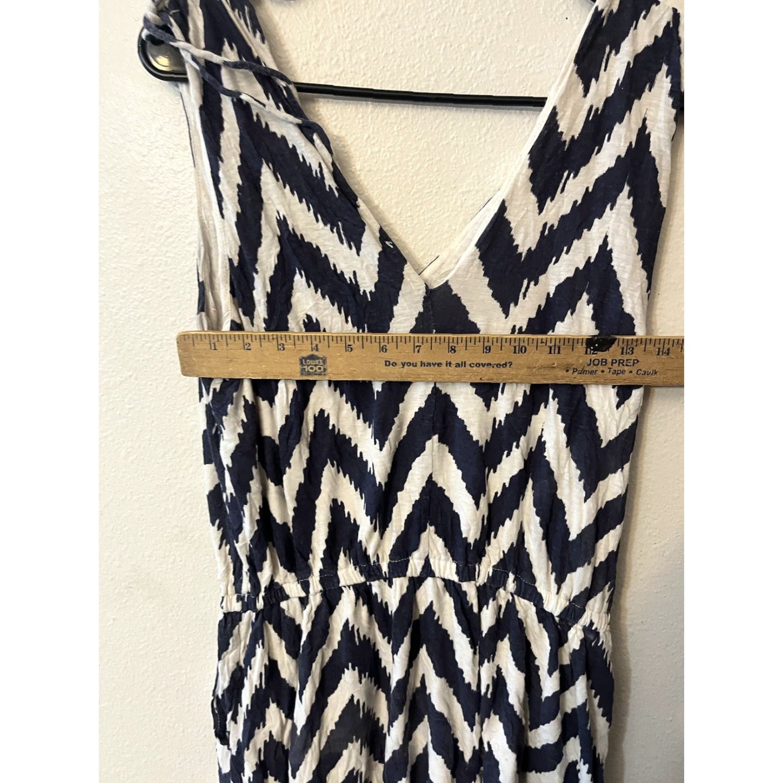 Lucky Brand Lucky Brand Womens Medium Dress White Blue Striped Woven Tank Pullover V Neck Size M / US 6-8 / IT 42-44 - 4 Thumbnail