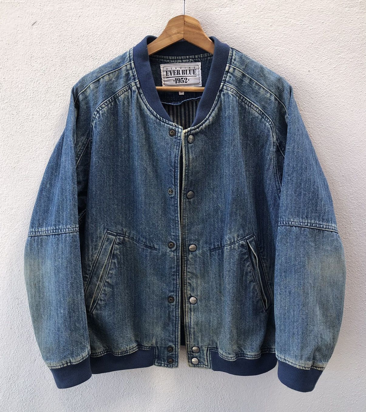 Vintage Vintage Ever Blue 1952 Striped Denim Bomber Jacket Size US M / EU 48-50 / 2 - 2 Thumbnail