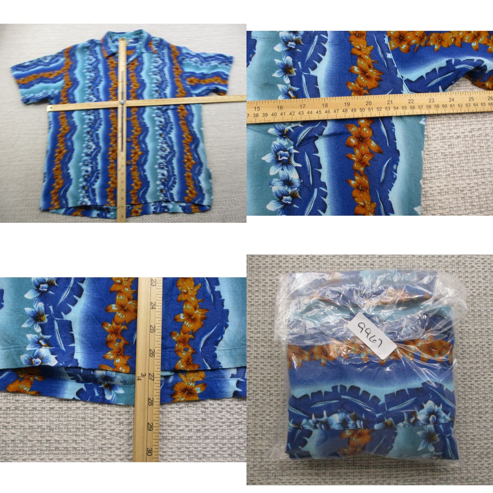 Vintage Pineapple Moon Hawaiian Shirt Mens M Blue Floral Rayon Button-Up Garden Camp Size US M / EU 48-50 / 2 - 8 Thumbnail