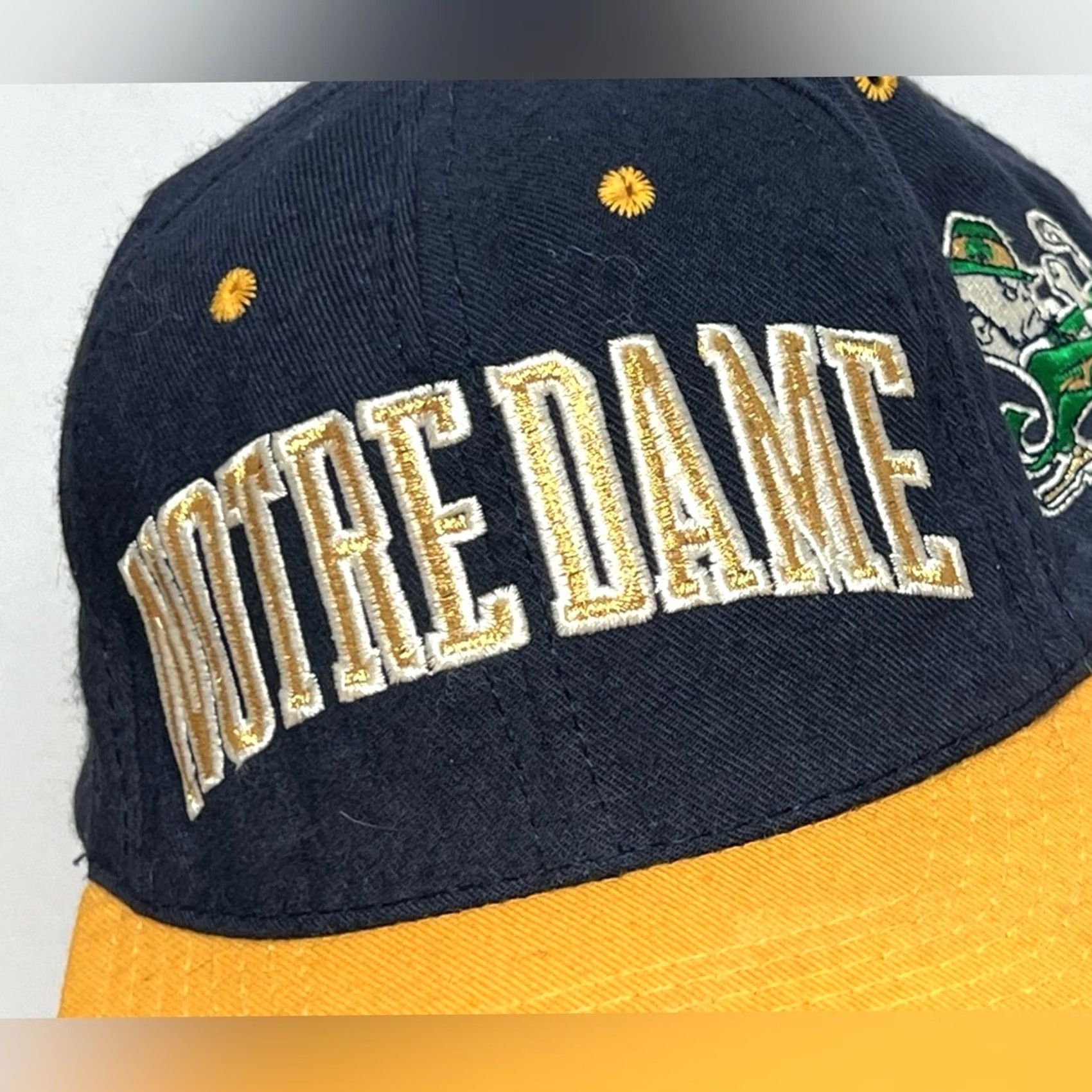 Starter 90s Starter Notre Dame Battle Flag Baseball Cap Sz 7.5 Blue Size ONE SIZE - 3 Thumbnail