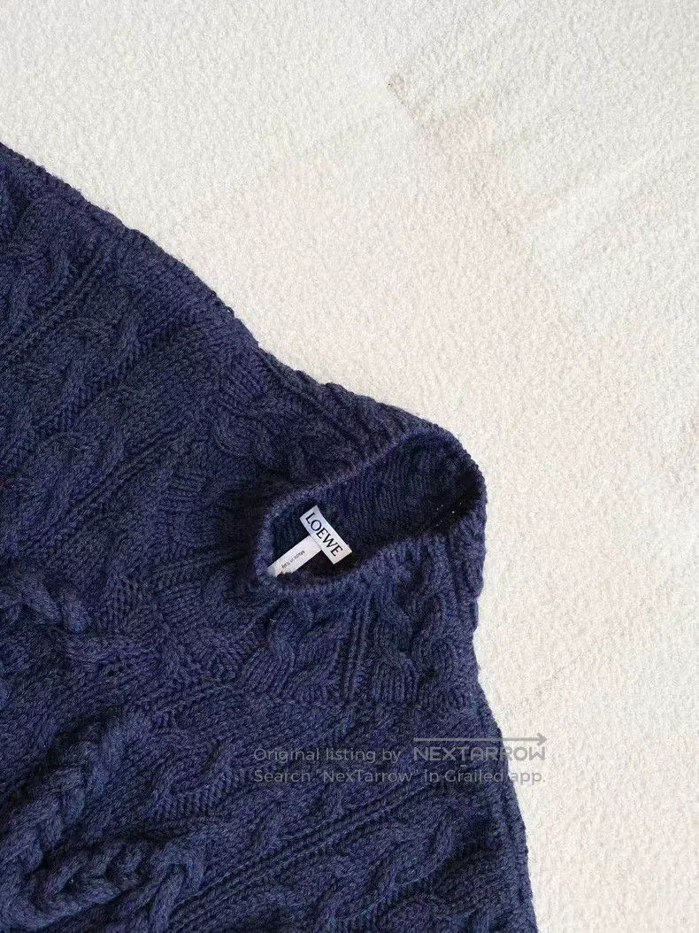 Loewe Loewe Wool Classic Cable Logo Blue Sweater Size XS / US 0-2 / IT 36-38 - 4 Thumbnail