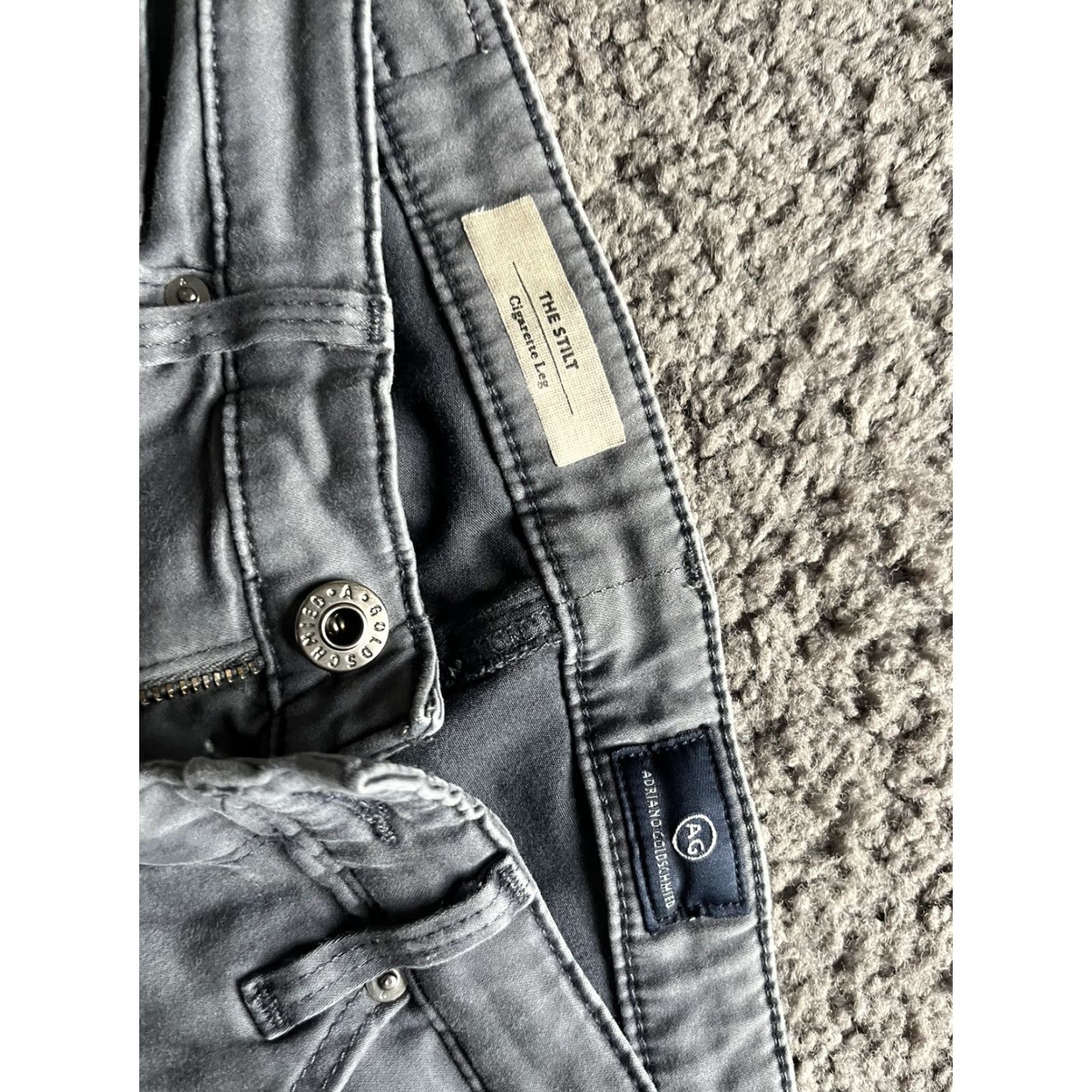 Vintage AG Adriano Goldschmied The Stilt Gray Jean Wash 25R Denim Straight 5-Pocket Cropped Mid Rise Women Jeans Size 42" / US 20 - 6 Thumbnail