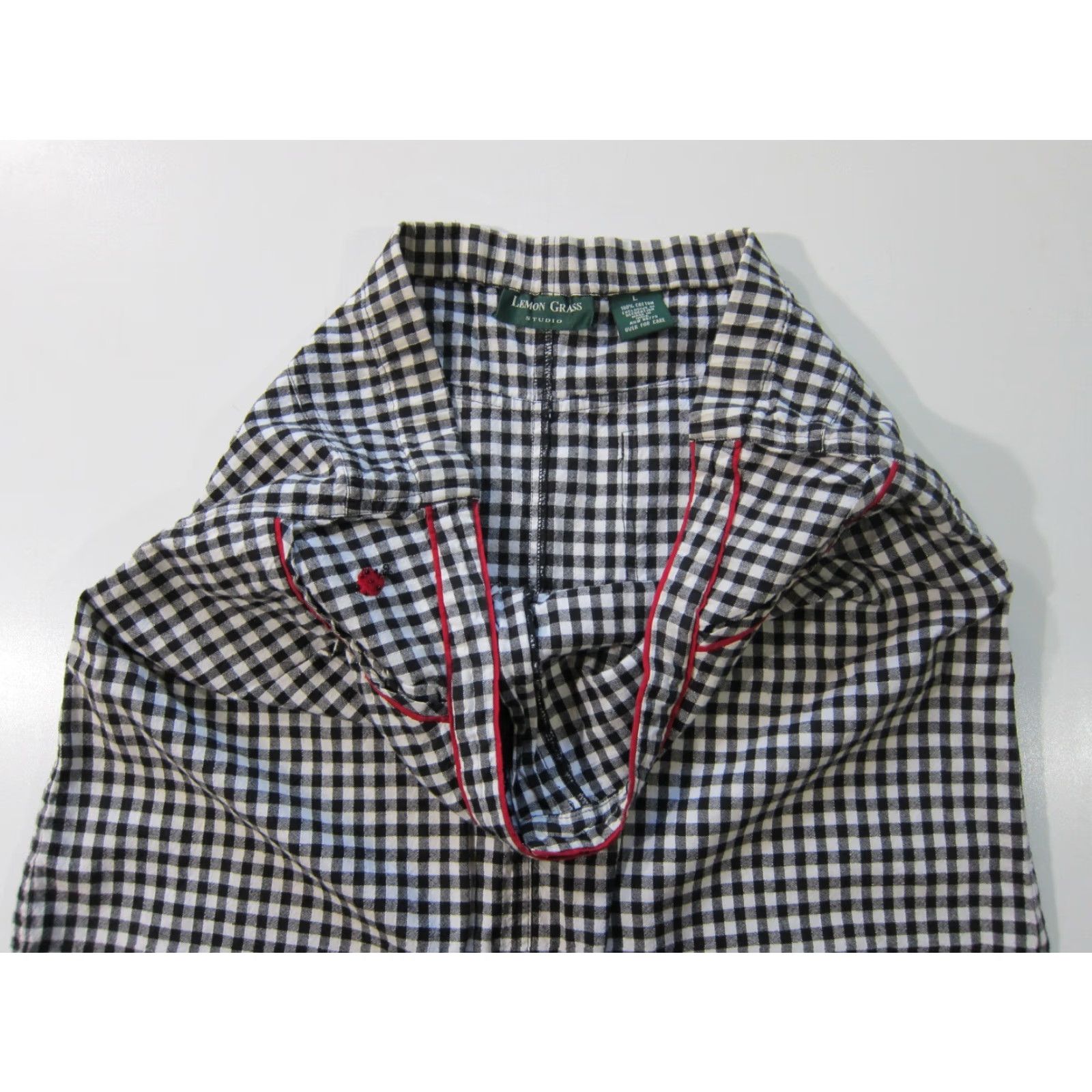 Vintage Lemon Grass Studio Women Skirt Plaid Black White Lady Bug Pockets Zipper Button Knee Length 100% Cotton L Size 36" / US 14 / IT 50 - 5 Thumbnail