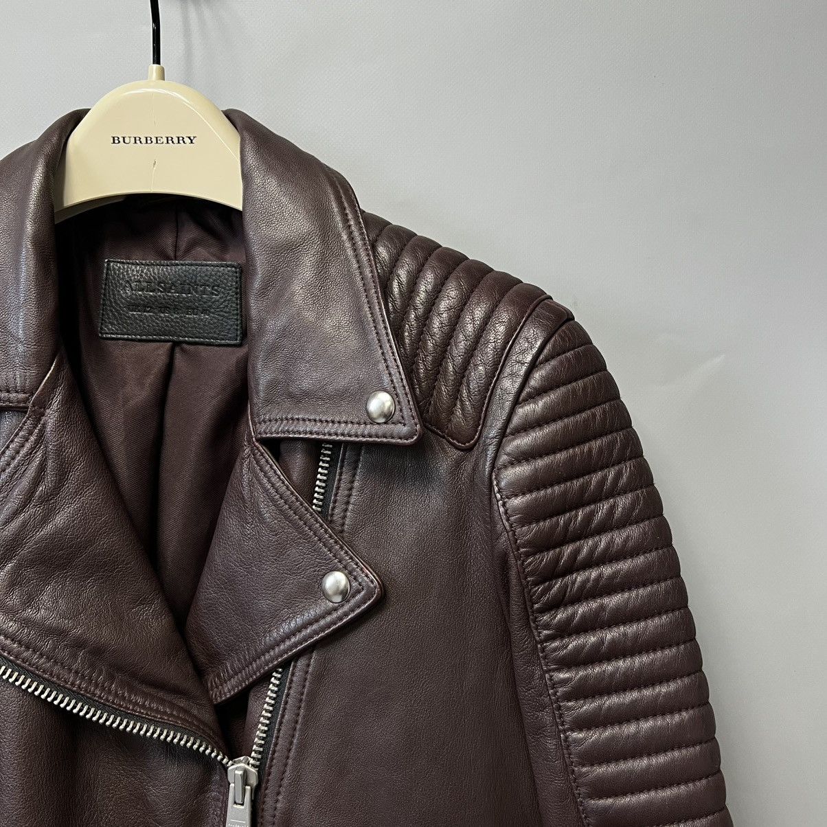 Allsaints AllSaints Estella Leather Biker Jacket Brown/Chocolate Lamb Size M / US 6-8 / IT 42-44 - 6 Thumbnail