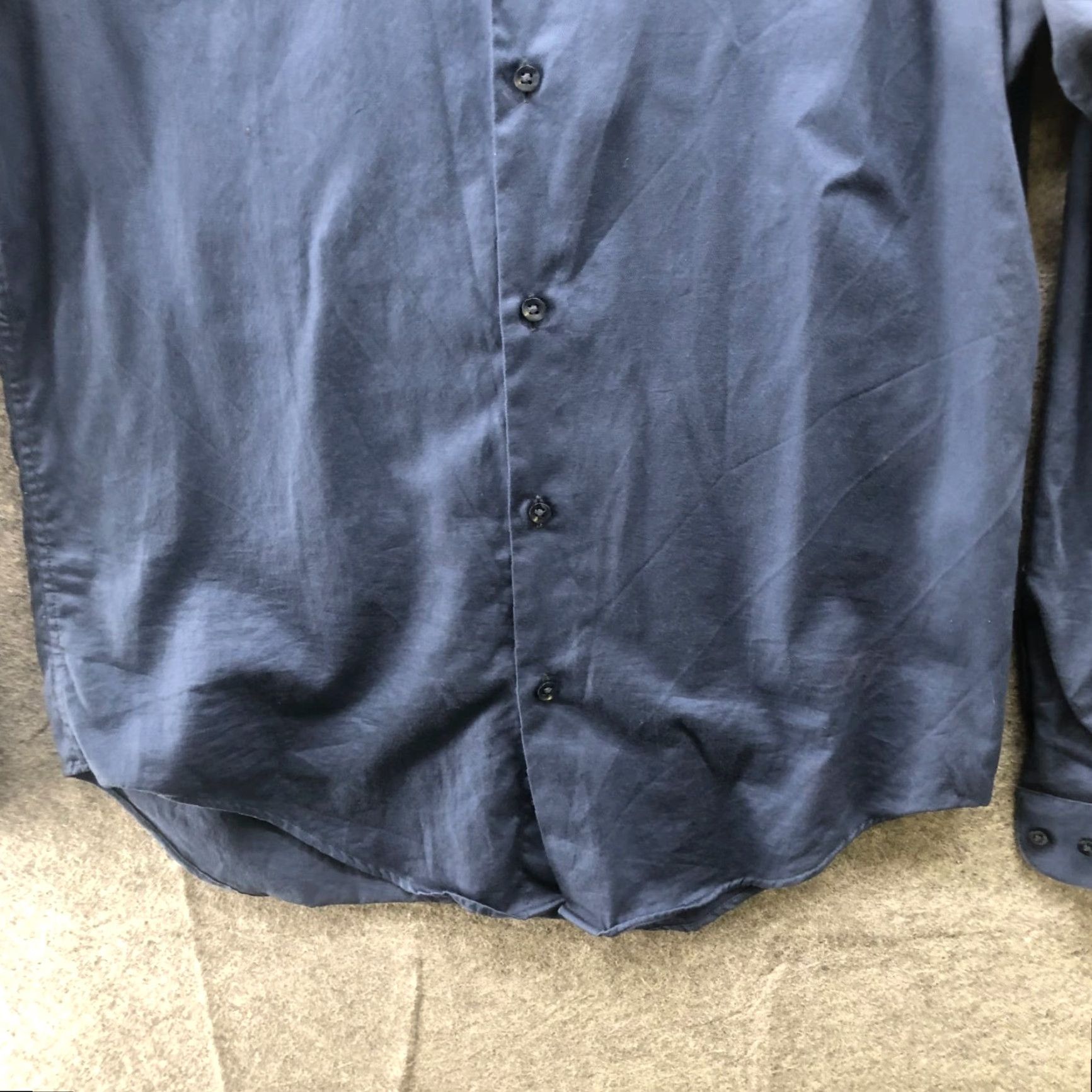 Zara Zara Dress Shirt Mens M Navy Blue Slim Fit Cotton Button-Up Long Sleeve Shirt Size 40R - 4 Thumbnail