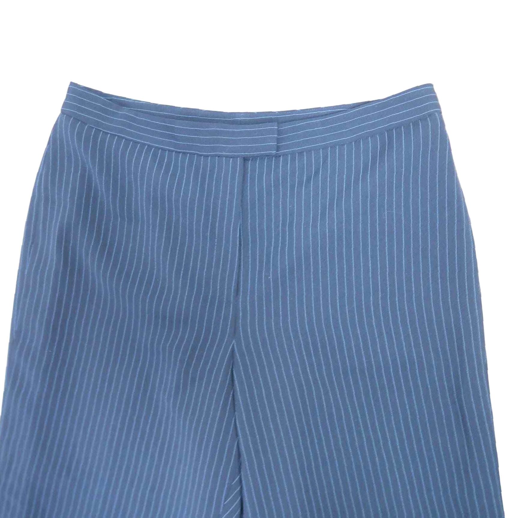 Vintage VINTAGE 90s Navy Blue Pinstripe Wide Leg Trouser Pants Women 12 Wide-Leg High Rise Polyester Dress Pants 女 Size 34" / US 12 / IT 48 - 2 Thumbnail
