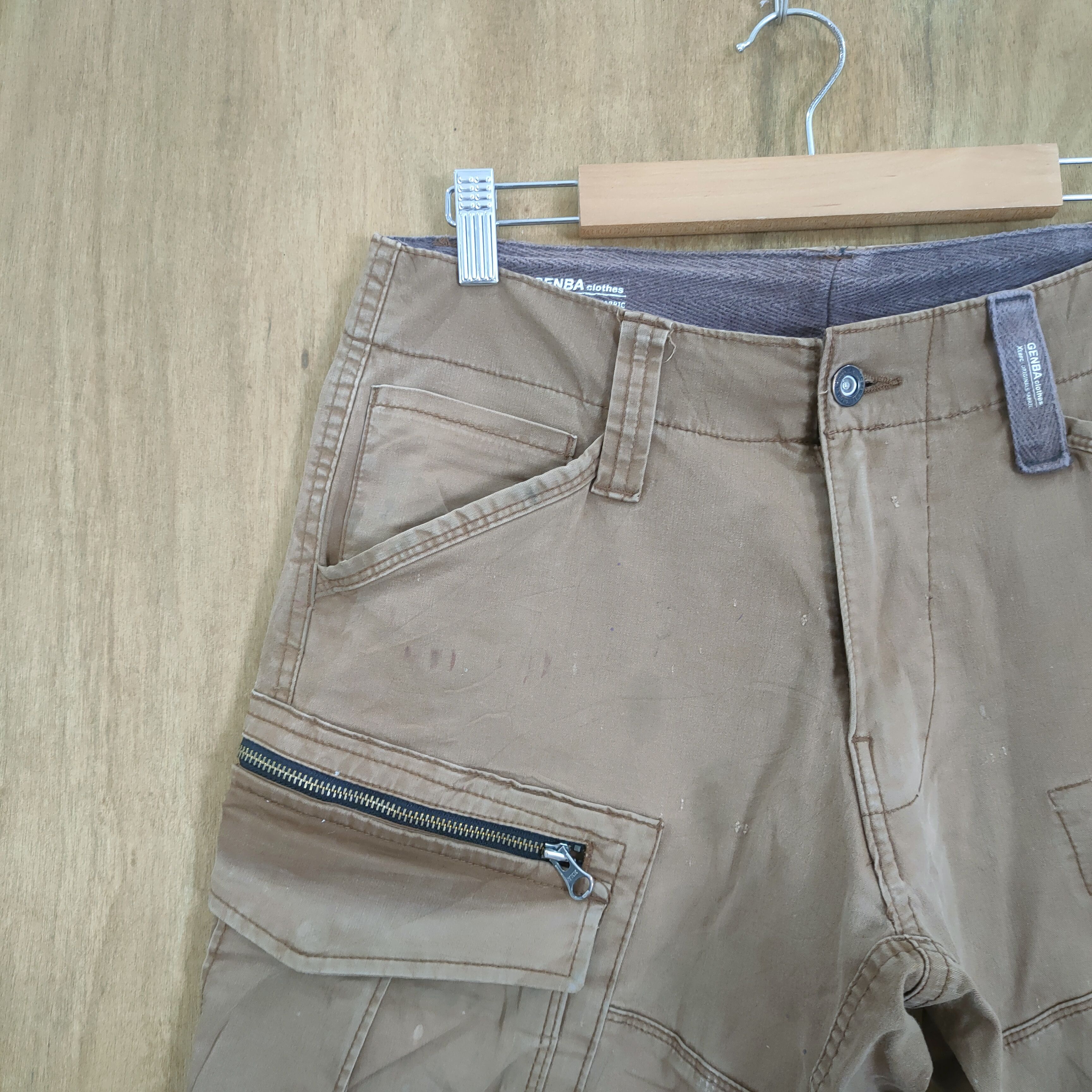 Japanese Brand VINTAGE GENBA BROWN FADED CARGO PANTS Size US 30 / EU 46 - 4 Thumbnail