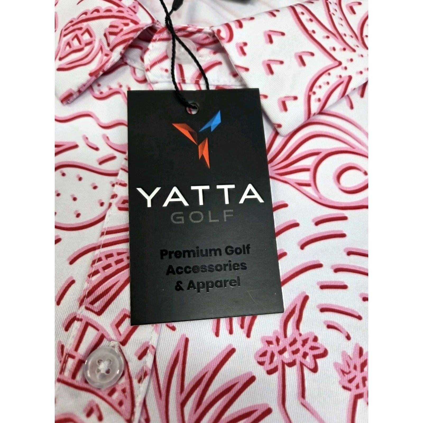 Vintage NWT Yatta Mens Premium Golf Polo Short Sleeve Pink/White XXL Hawaiian Floral Logo 7504 Men Regular Lightweight Breathable Stretch Polo Shirt Size US XXL / EU 58 / 5 - 4 Thumbnail