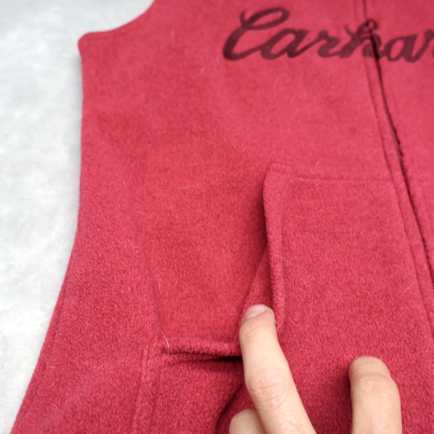 Carhartt VINTAGE Carhartt Vest Women XS Red Embroidered Logo Fleece Zipper Pocket Mid-Length Sleeveless Casual Workwear Size XS / US 0-2 / IT 36-38 - 2 Thumbnail