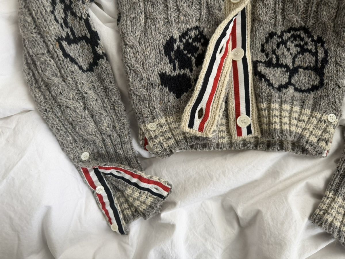 Thom Browne Cropped Cable Knit Floral Thom Browne Sweater Size XS / US 0-2 / IT 36-38 - 3 Thumbnail