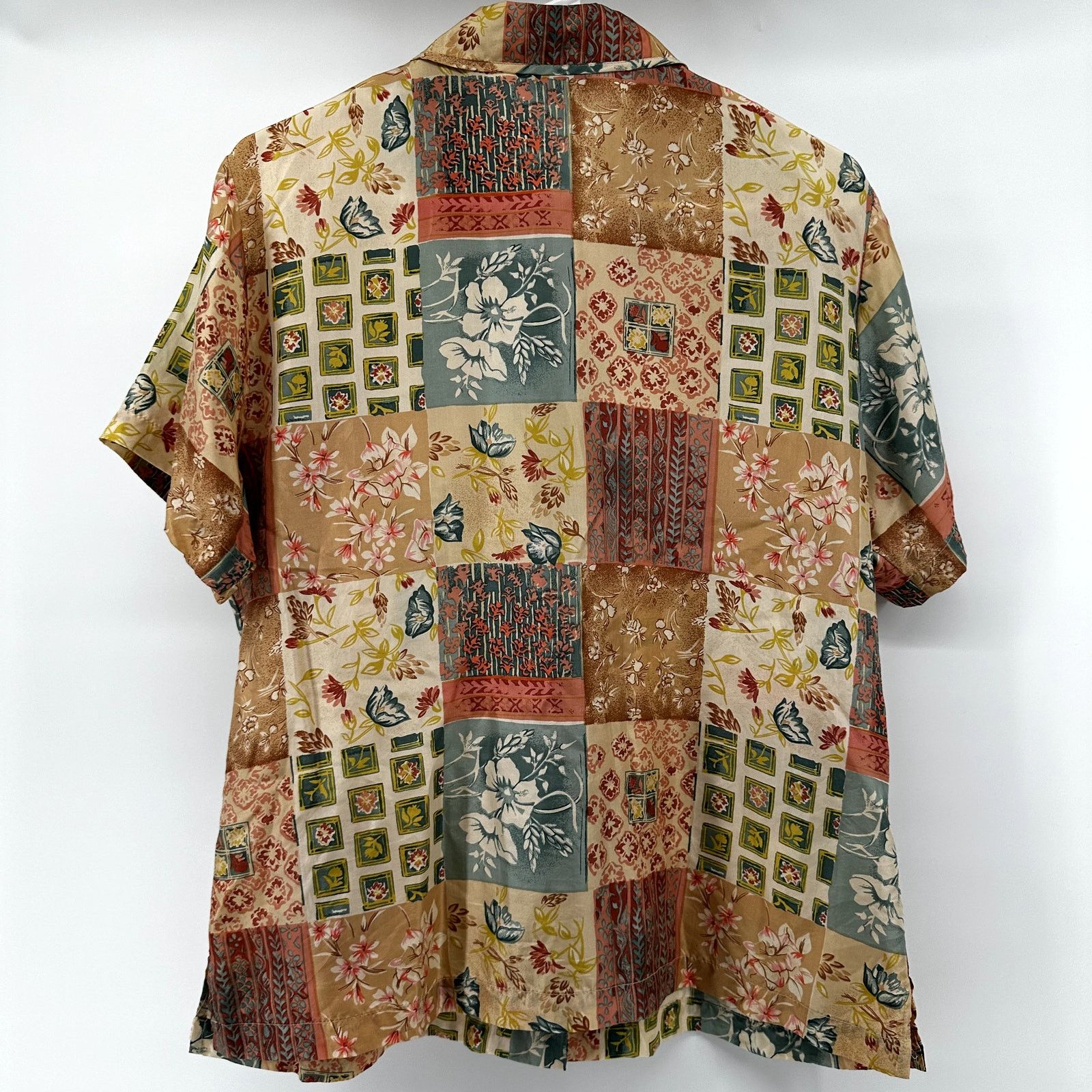 Other VTG Stunt Patchwork Silk Button Down Shirt Floral Brown L Size L / US 10 / IT 46 - 4 Thumbnail