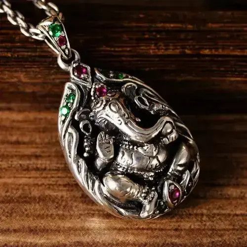 Japanese Brand S925 silver Thai Buddha lotus trunk God of wealth Size ONE SIZE - 4 Thumbnail