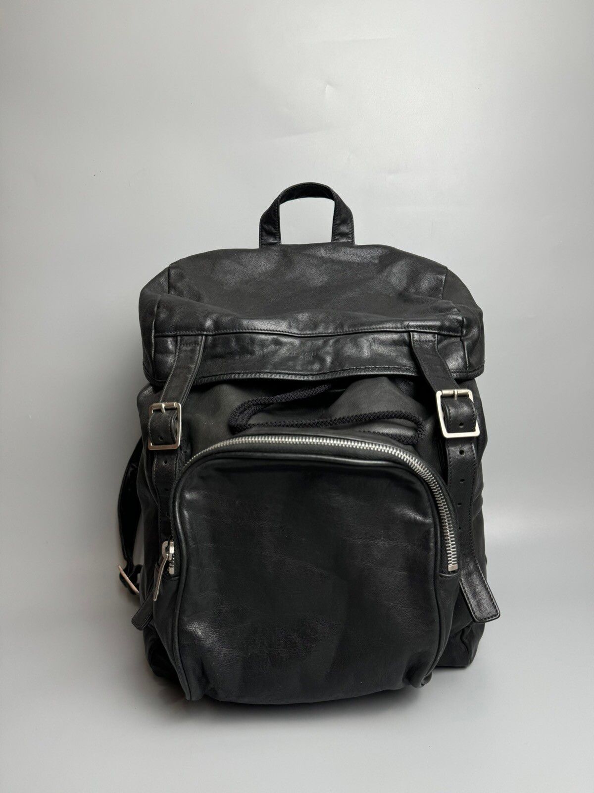 Pre-owned Hedi Slimane X Saint Laurent Paris Fw15 Saint Laurent By Hedi Slimane Leather Backpack In Black