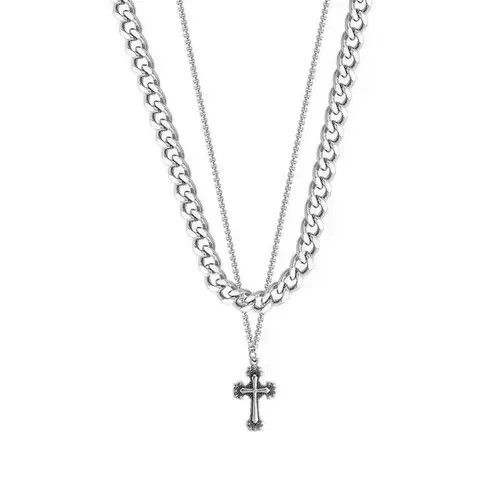 Other Double Layer Titanium Steel Cross Pendant Necklace for Men Size ONE SIZE - 6 Thumbnail