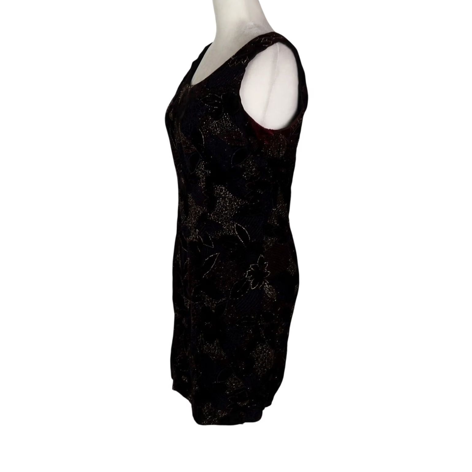 Velvet VINTAGE 90s Steppin' Out Black Velvet Glitter Rhinestone Embellished Mini Dress Size M / US 6-8 / IT 42-44 - 3 Thumbnail