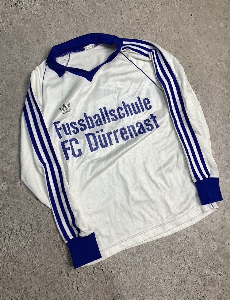 image of Very Adidas West Germany Vintage Jersey Football Tee in White, Men's (Size Small)