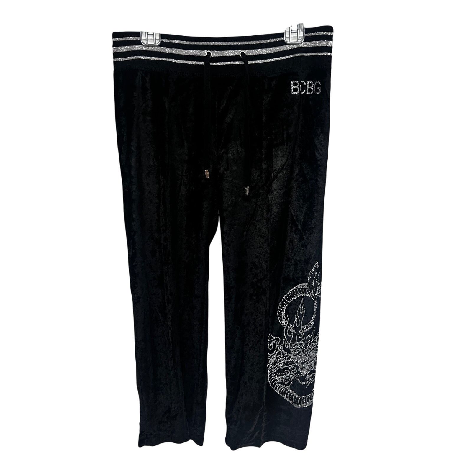 Bcbgmaxazria BCBG Black Bling Tracksuit Zip Hoodie Jacket M Crop Pants L Size M / US 6-8 / IT 42-44 - 5 Thumbnail