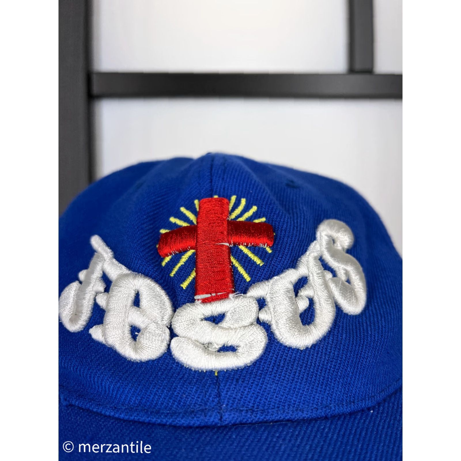 Vintage Jesus Baseball Cap Hat Adult One Size Blue Solid Cross Religious Mens Size ONE SIZE - 2 Thumbnail