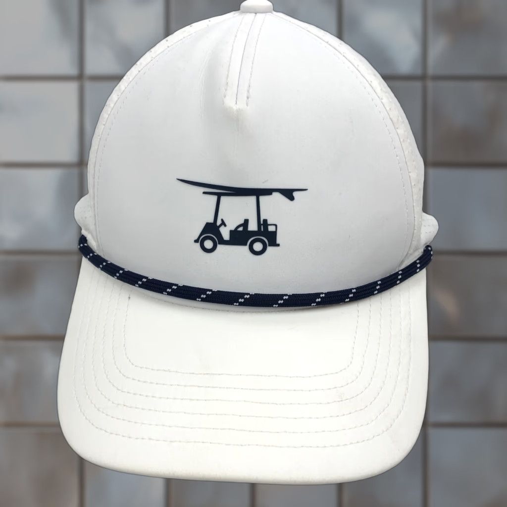 Vintage BALD HEAD BLUES White Hat Golf Cart Surfboard Performance Snapback Cap Unisex Adults One Size Fits All Size ONE SIZE - 1 Thumbnail