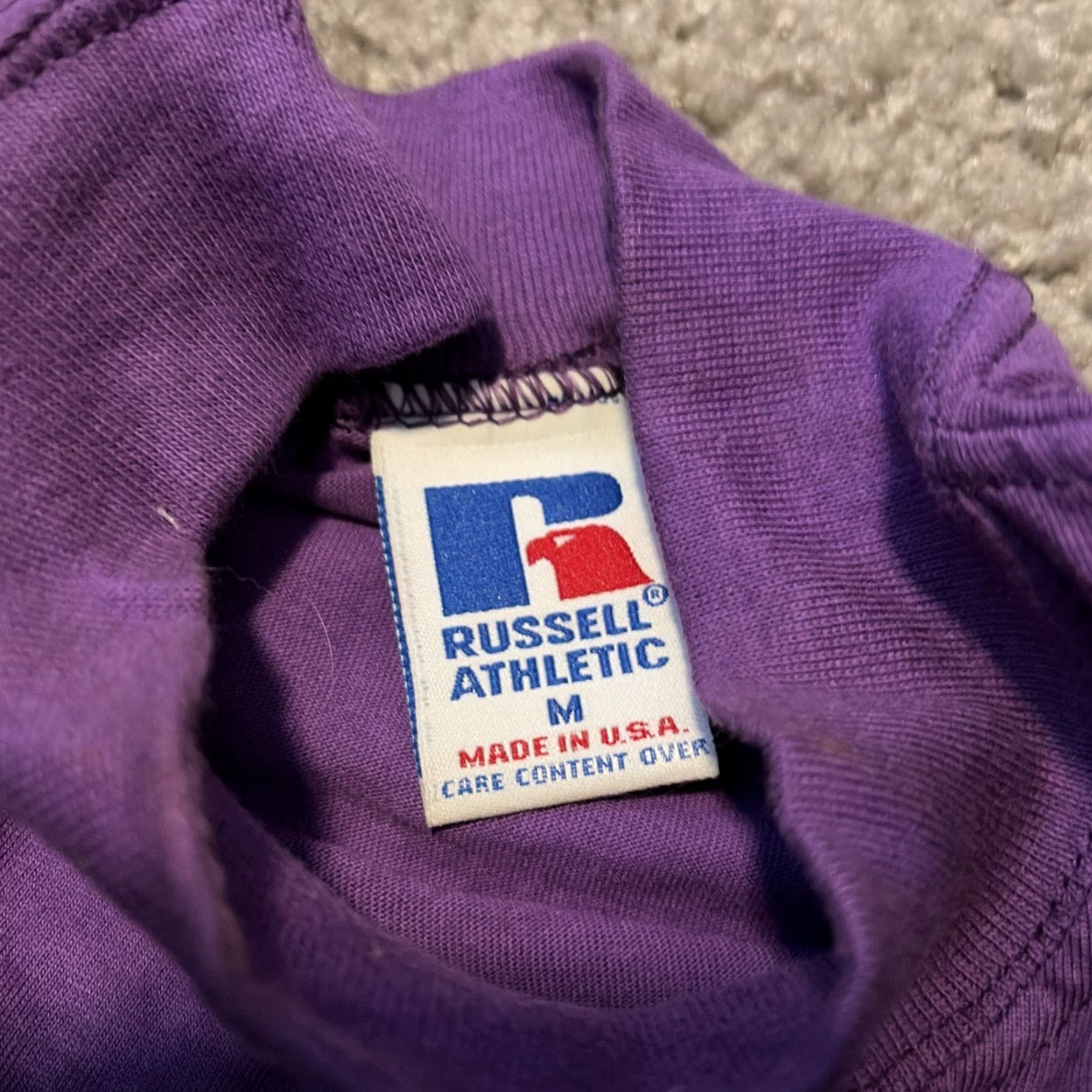 Russell Athletic VINTAGE Russell Athletic Purple Mock Neck Shirt Mens Medium USA 1980s Cotton T-Shirt Size US M / EU 48-50 / 2 - 7 Thumbnail