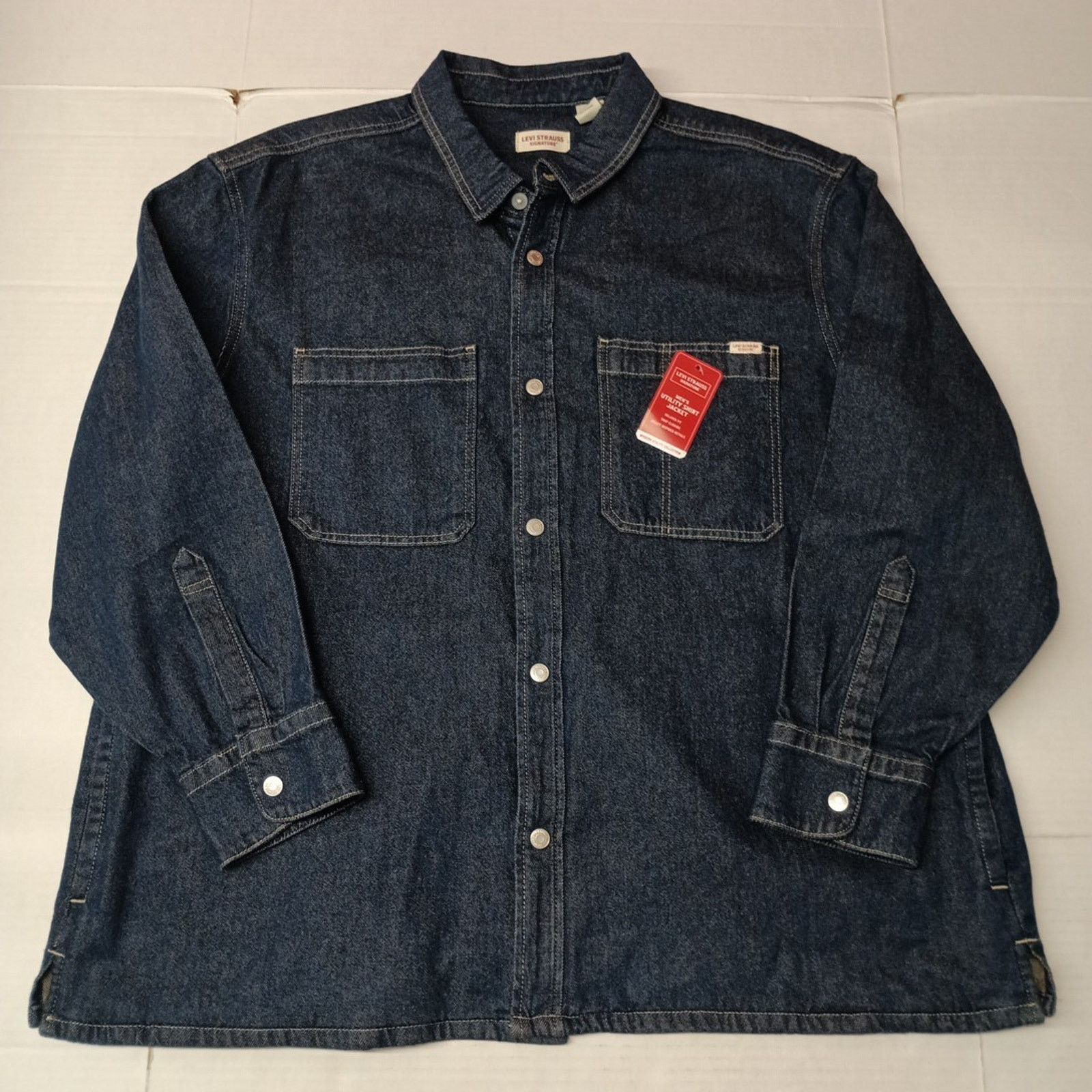 Levi's Levi Strauss Utility Shirt Jacket Men's 2XL Blue Denim Snap Size US XXL / EU 58 / 5 - 1 Thumbnail