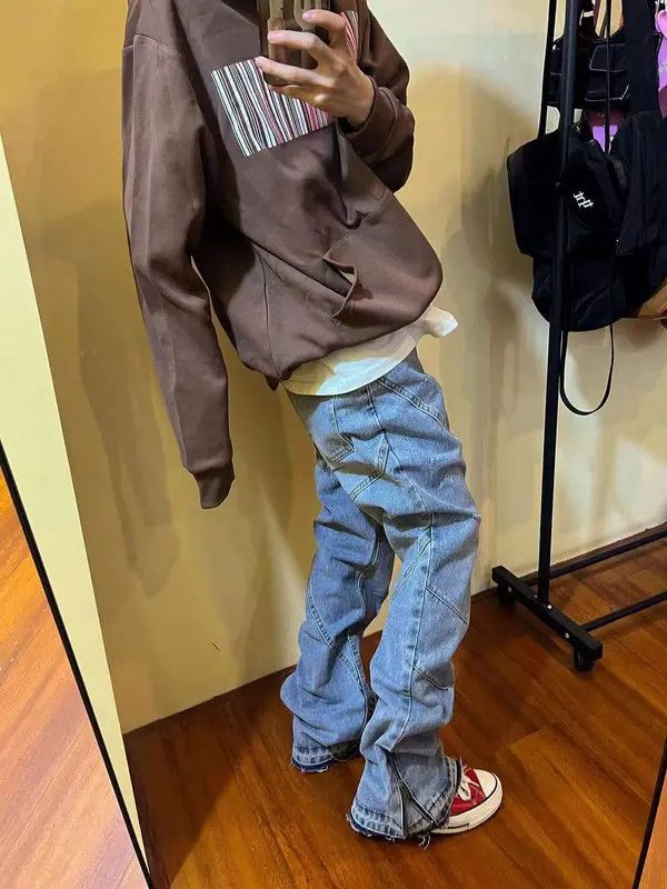 Japanese Brand VIBE Street wash hip-hop micro-flare side zip jeans Size US 34 / EU 50 - 3 Thumbnail