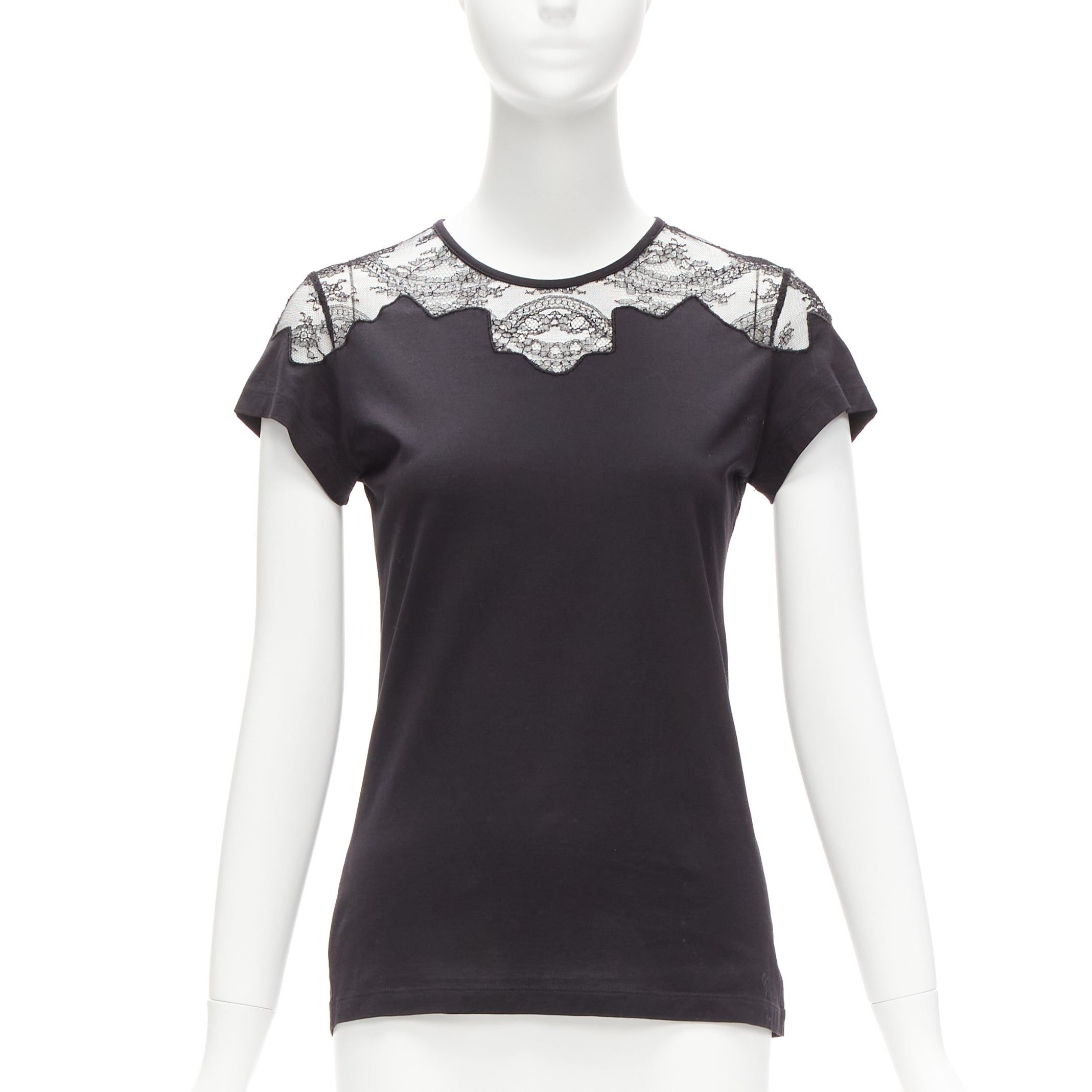 Balenciaga BALENCIAGA T'S 2008 black lace shoulder insert black tshirt top FR38 M Size M / US 6-8 / IT 42-44 - 1 Thumbnail
