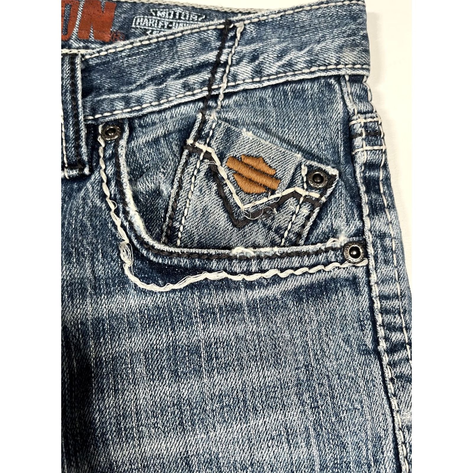 Harley Davidson VINTAGE Harley-Davidson Jeans Mens 32x32 Blue Denim Straight Leg Distressed VTG Size US 32 / EU 48 - 6 Thumbnail