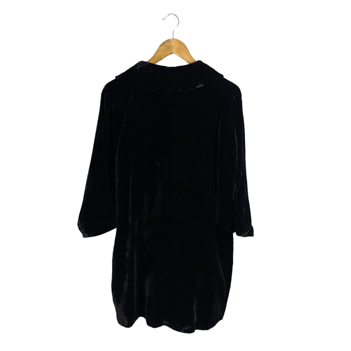 Velvet × Vintage Vintage 60s Black Velvet Collared Kimono Jacket Size XL / US 12-14 / IT 48-50 - 4 Thumbnail
