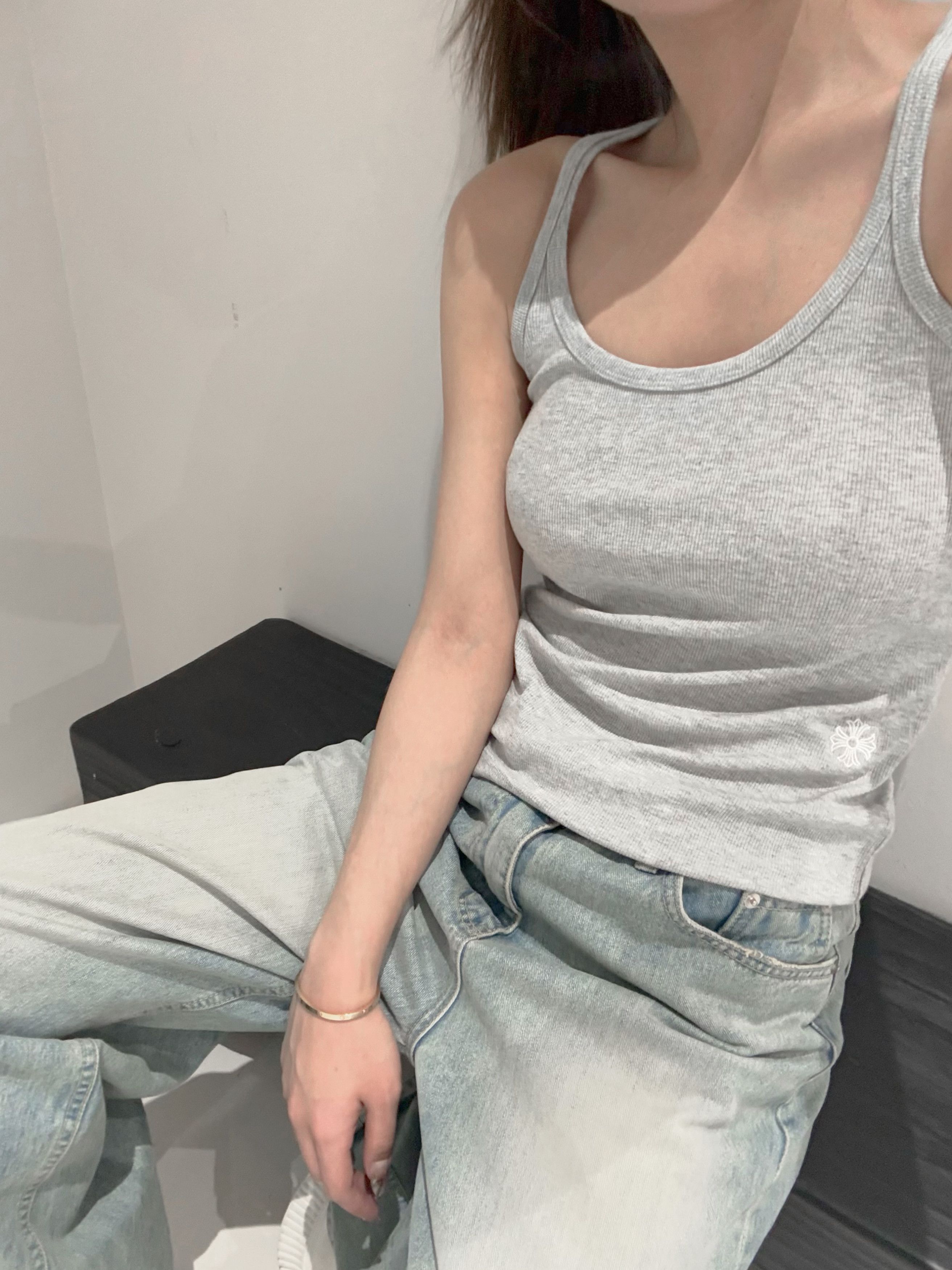 Chrome Hearts Chrome Hearts Bad Seed CH Embroidered Grey Mini Rib Tank Top Size M / US 6-8 / IT 42-44 - 12 Thumbnail