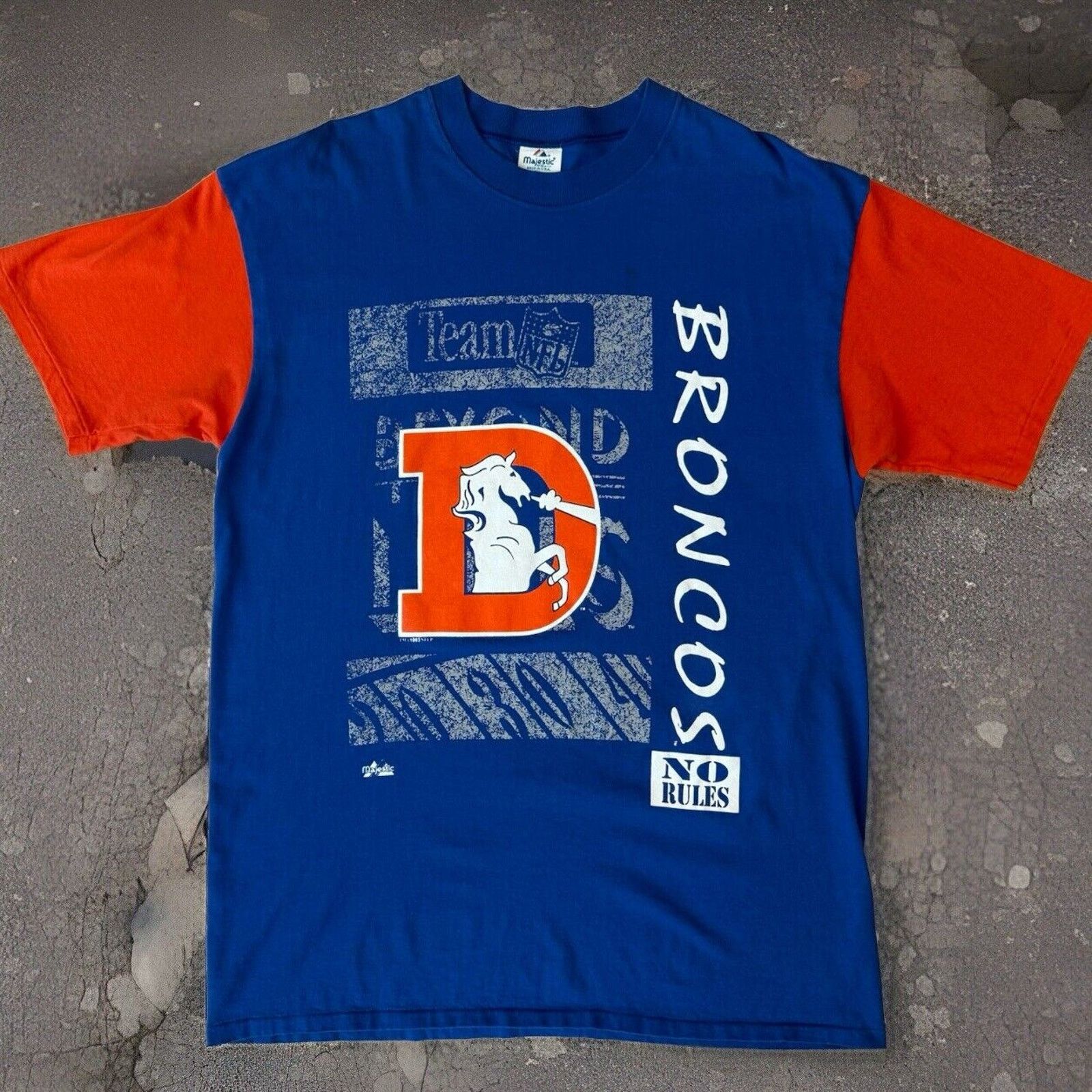 Mens Vintage Starter Blue Denver outlet Broncos American Football T-Shirt USA Sz M NFL