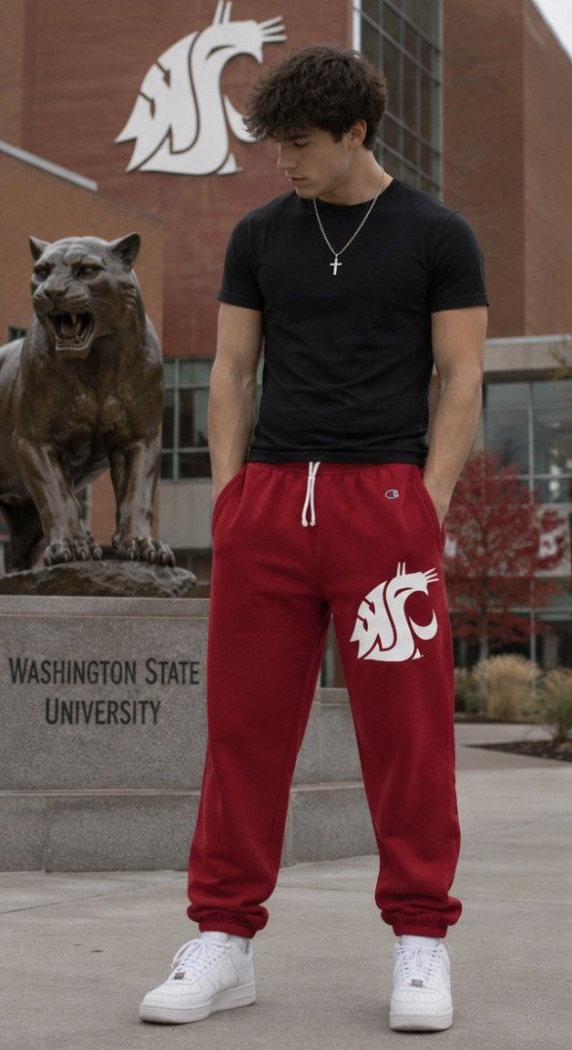 Champion Champion Washington State Cougars WSU Sweatpants Red Mens S Size US 26 / EU 42 - 1 Thumbnail