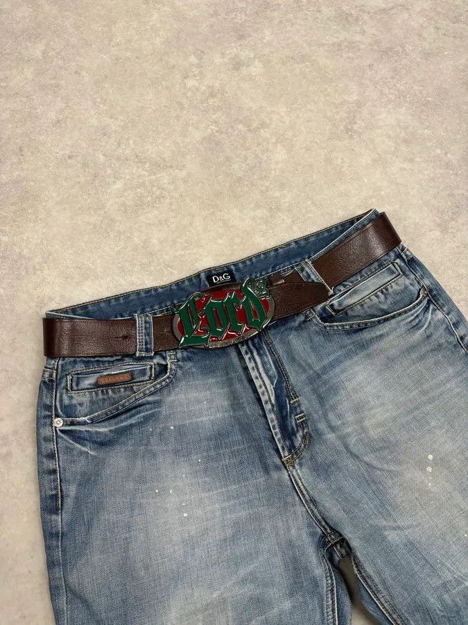 Dsquared2 Dsquared2 Lord Green Gothic Buckle Brown Leather Belt Size ONE SIZE - 1 Thumbnail