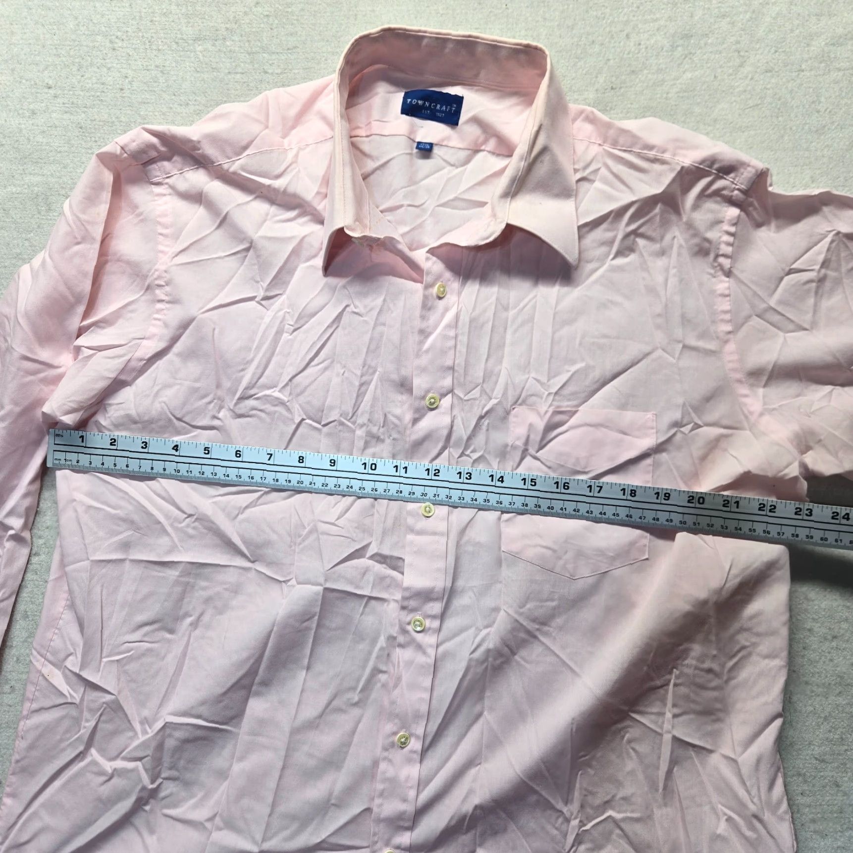 Vintage TownCraft Shirt Button-Down Adult Men 17.5 Pink Cotton Blend Long Sleeve 34/35 Casual 90s? Size US XXL / EU 58 / 5 - 4 Thumbnail