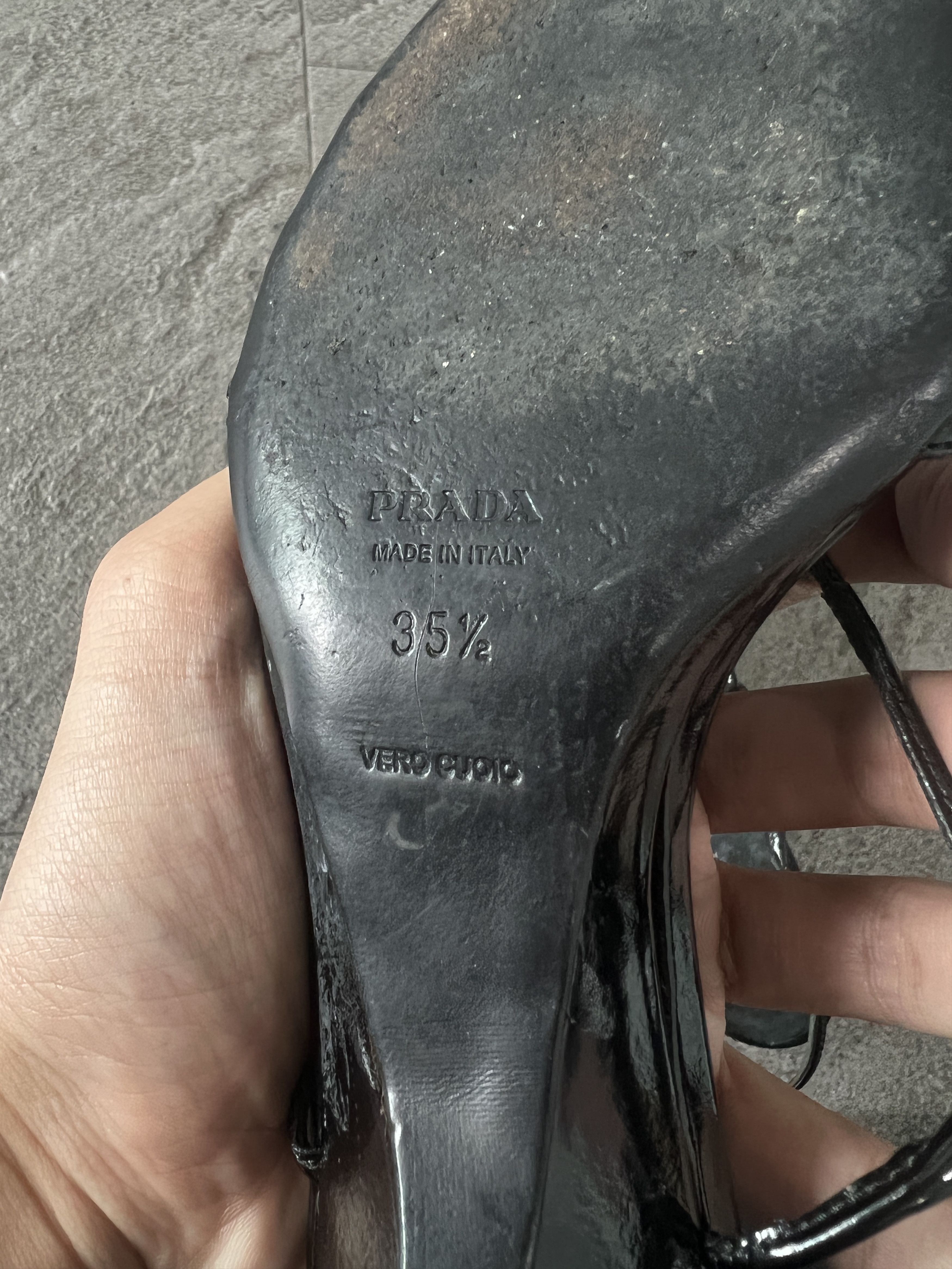Prada Prada Black Patent Strappy Slingback Kitten Heels 35.5 Size US 5.5 / IT 35.5 - 9 Thumbnail