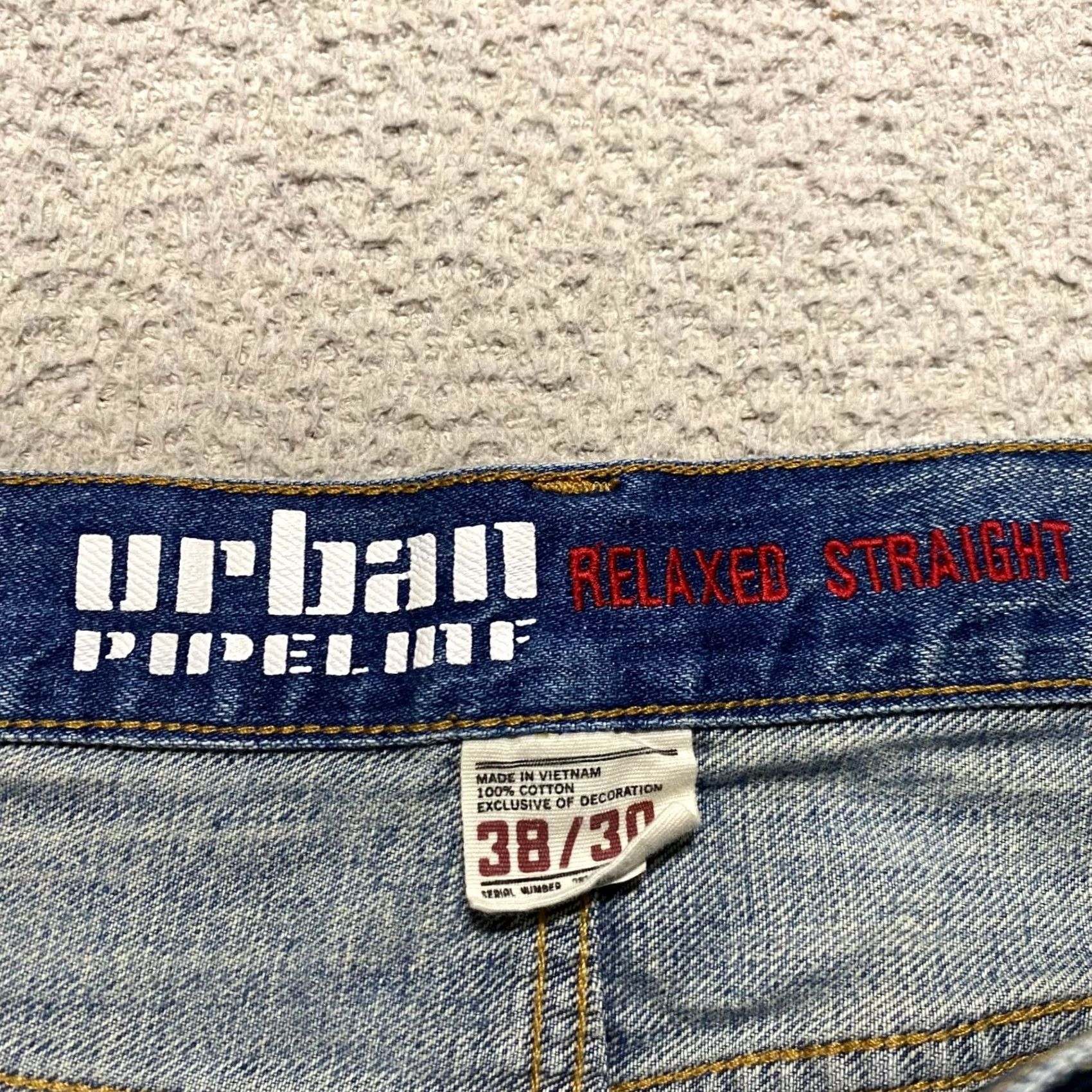 Vintage Urban Pipeline Jeans Blue Denim Relaxed Slim? 38x30 Straight Mid Rise Men Regular 5-Pocket Denim Blue Medium Wash Size US 38 / EU 54 - 3 Thumbnail