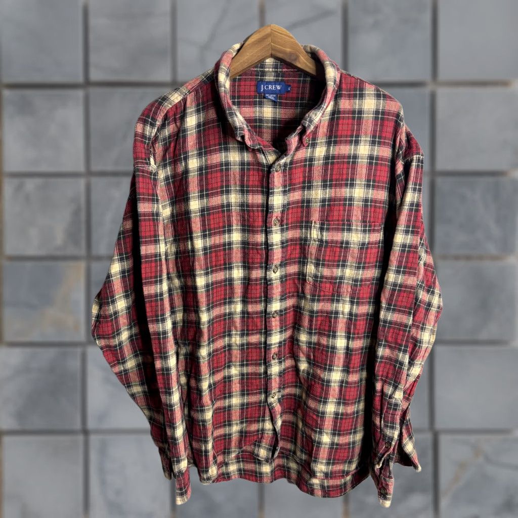J.Crew J.Crew Shirt Mens XL Red Plaid Flannel Button Front Long Sleeve Cotton Casual Size US XL / EU 56 / 4 - 1 Thumbnail