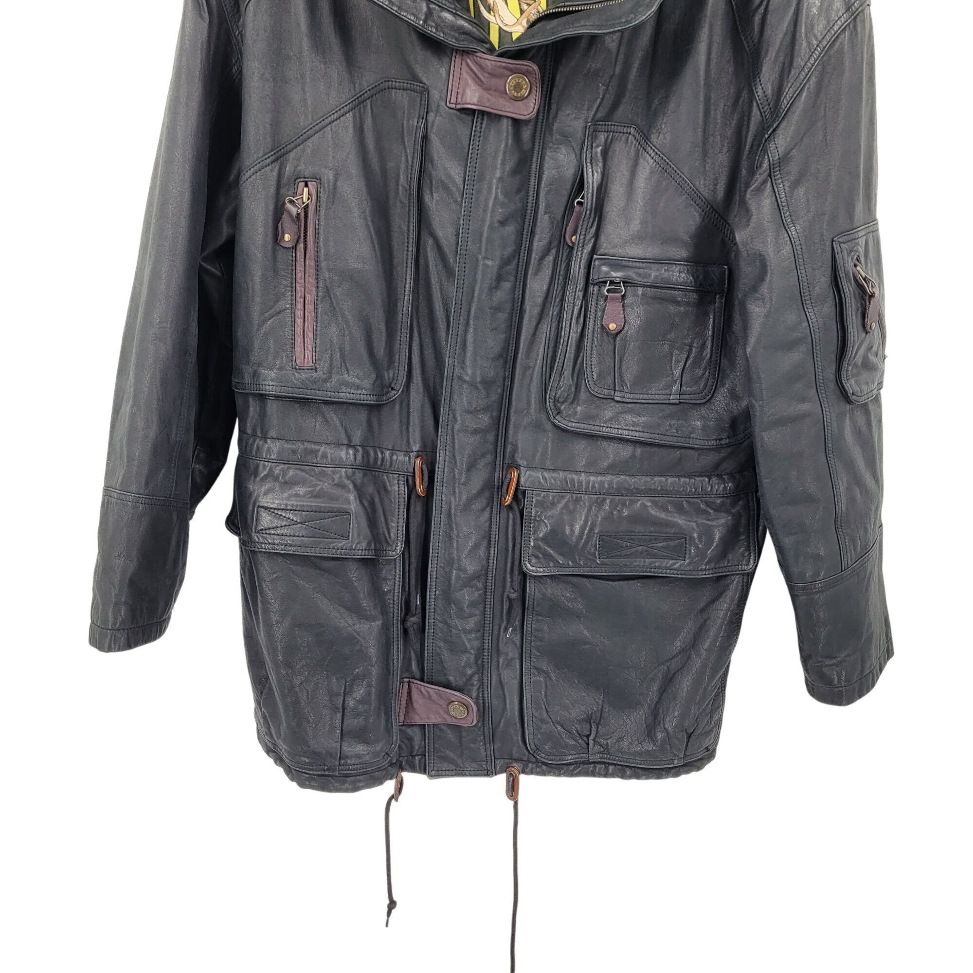 Vintage Vintage Genuine Leather Flight Jacket Mens 48 Black Detaile Size US XXL / EU 58 / 5 - 6 Thumbnail